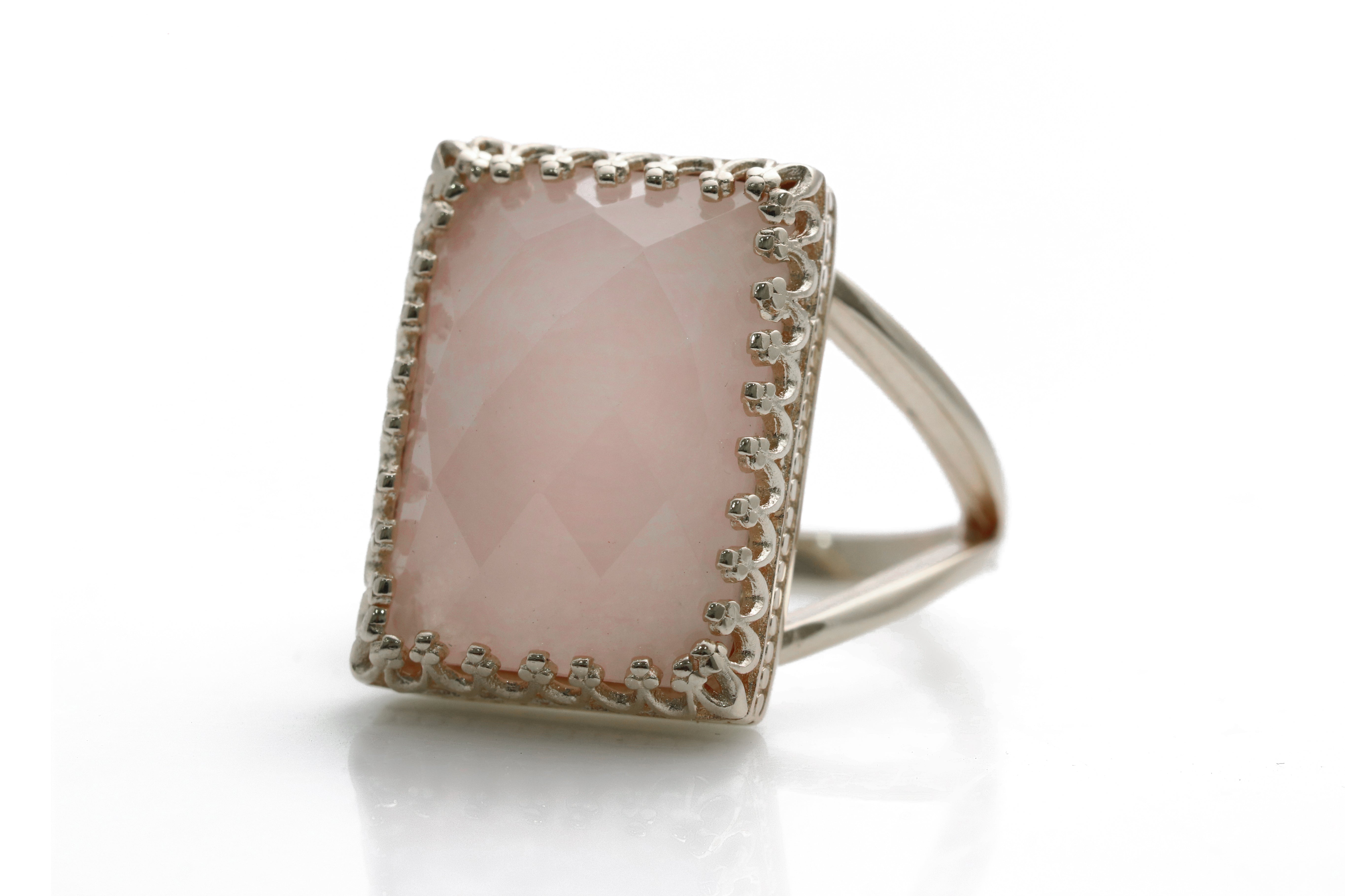 Statement Rose Quartz Ring in 14k Gold Rings Anemone Jewelry