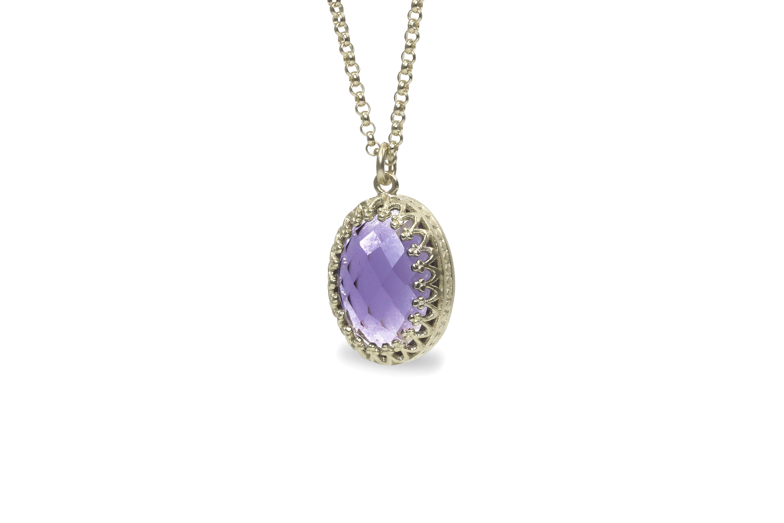 Dainty Amethyst Necklace in 14k Gold necklaces Anemone Jewelry