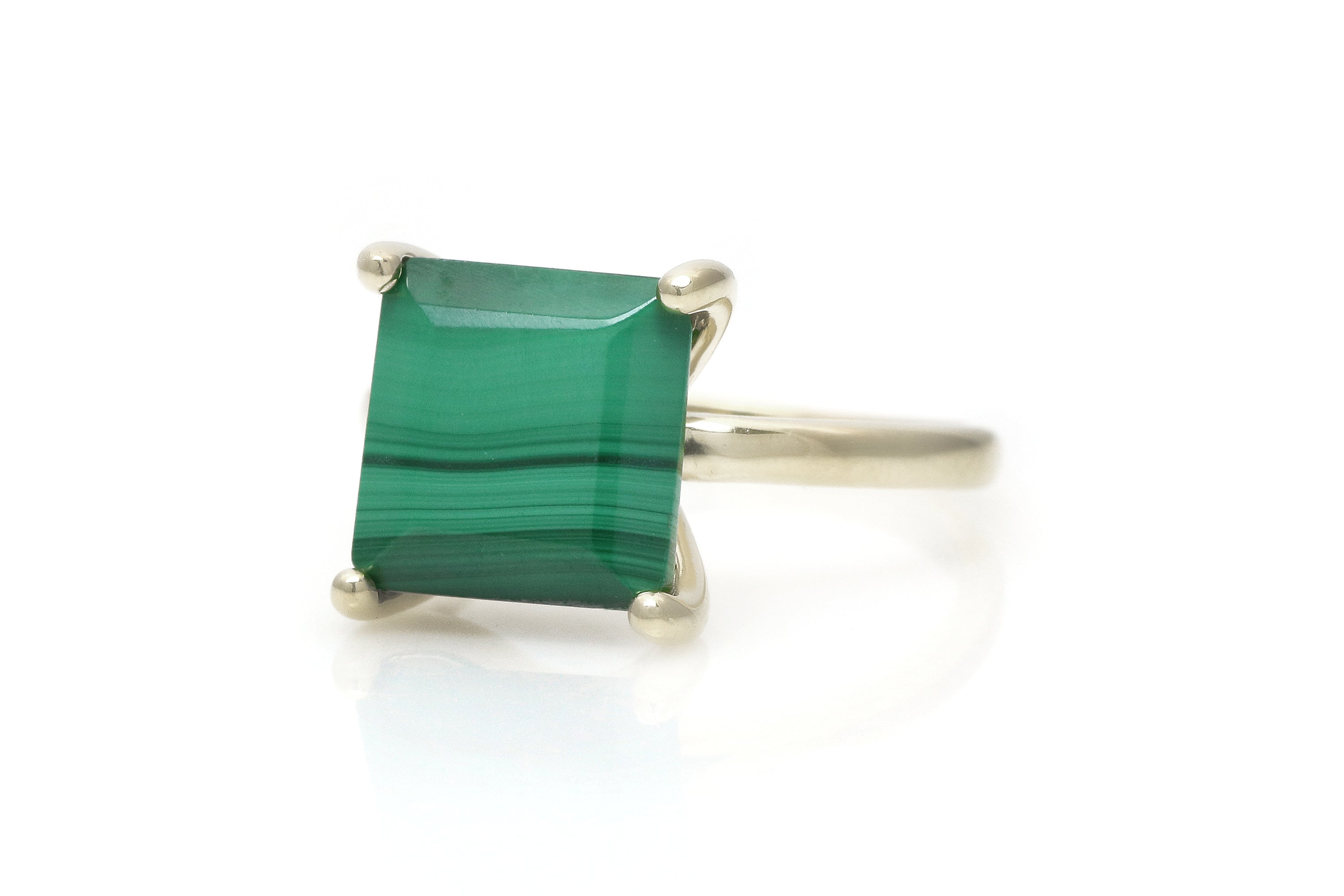 Rose Gold Square Malachite Ring Rings Anemone Unique