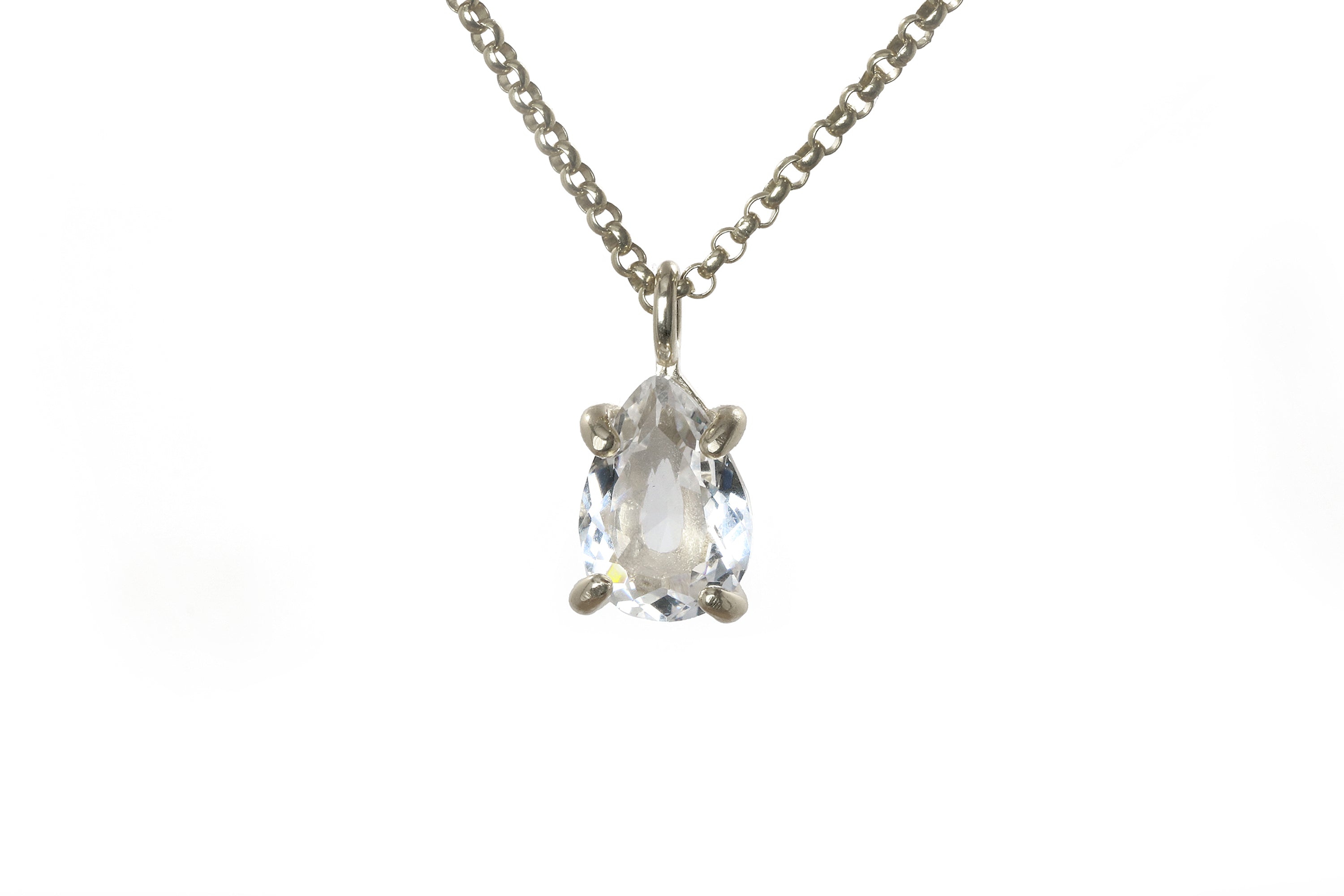 Pear Quartz Necklace in Silver necklaces Anemone Unique