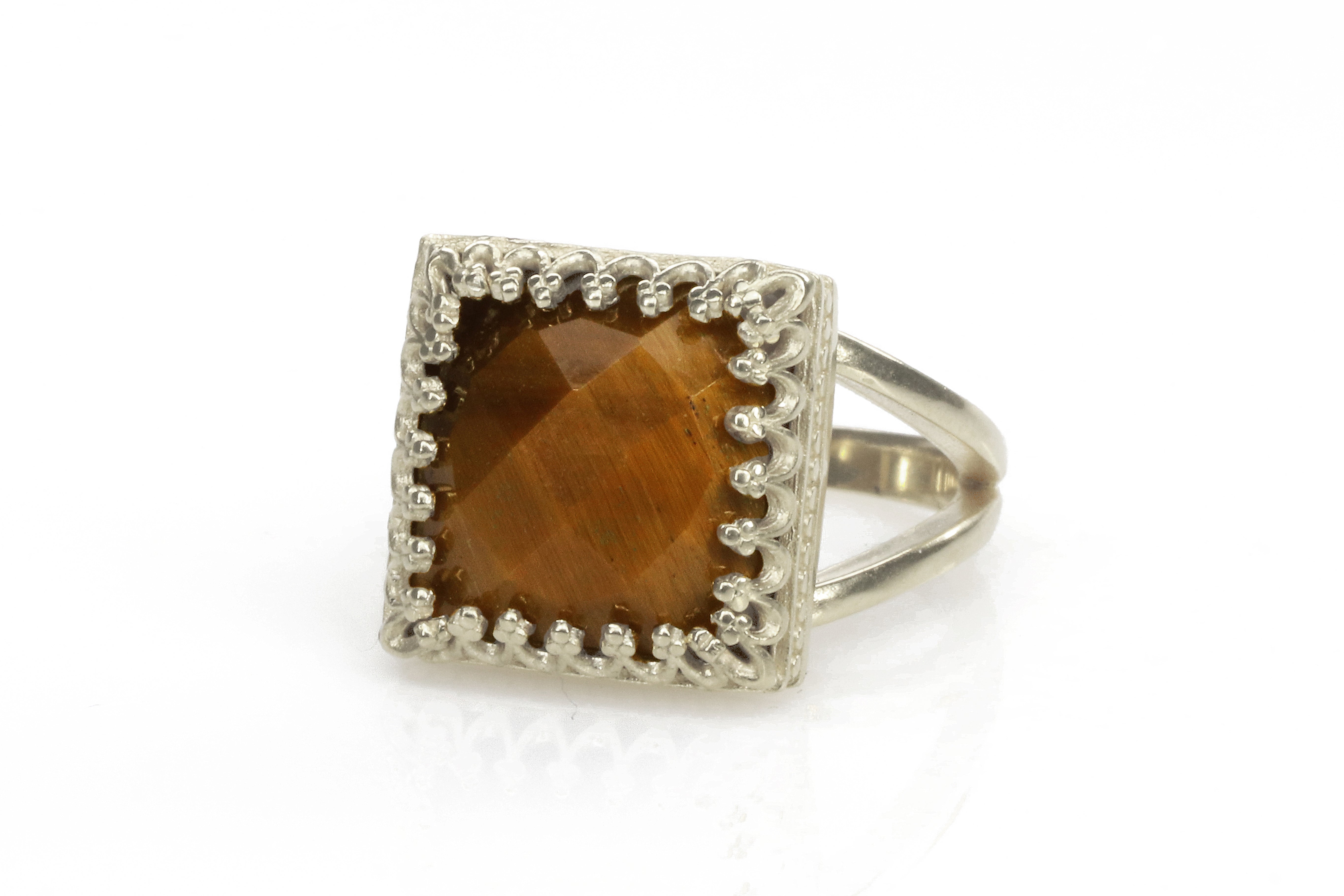 Natural Tiger Eye in 925 Sterling Silver Rings Anemone Jewelry