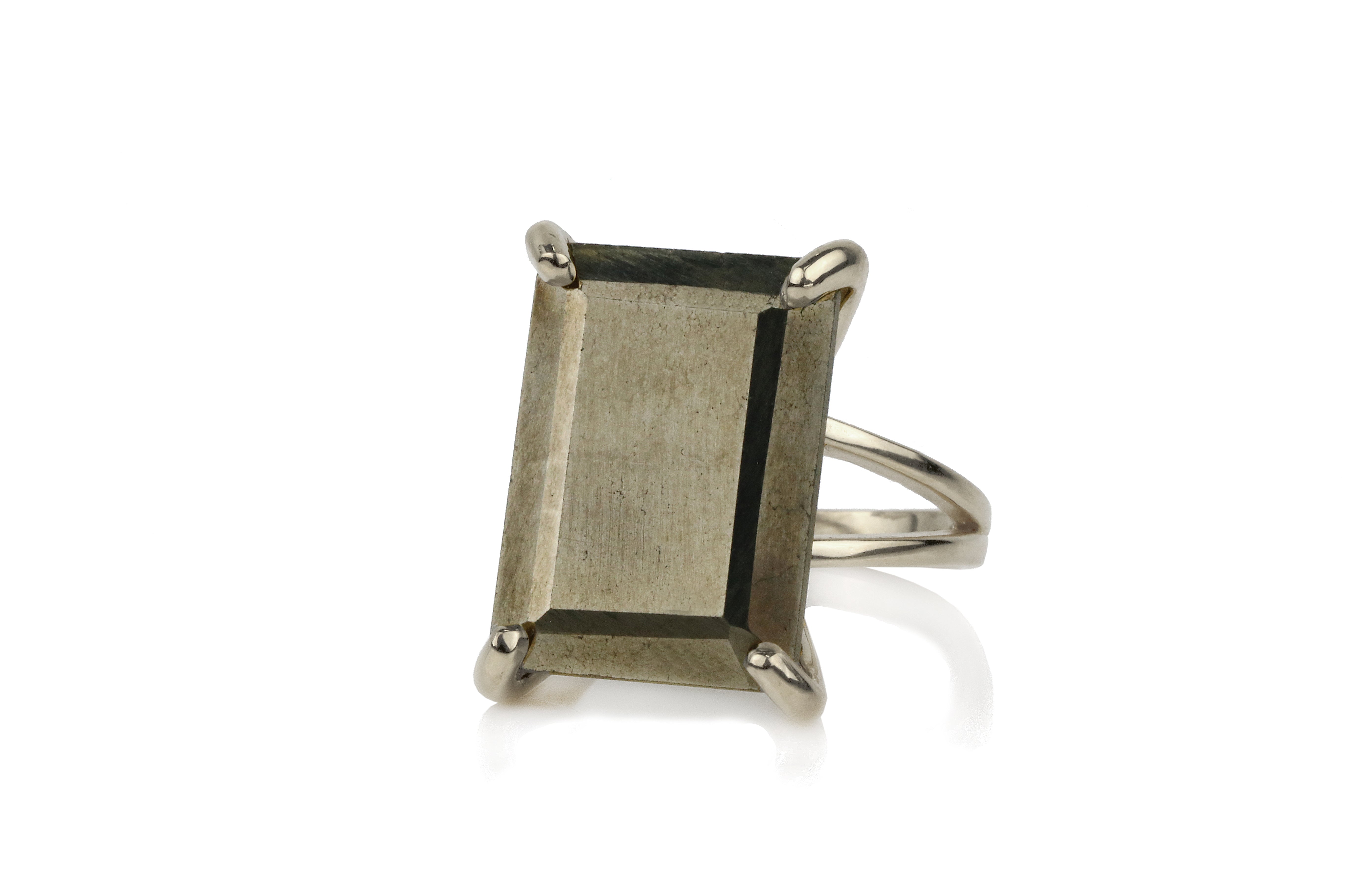 Natural Pyrite Gemstone Rectangle Ring Rings Anemone Jewelry