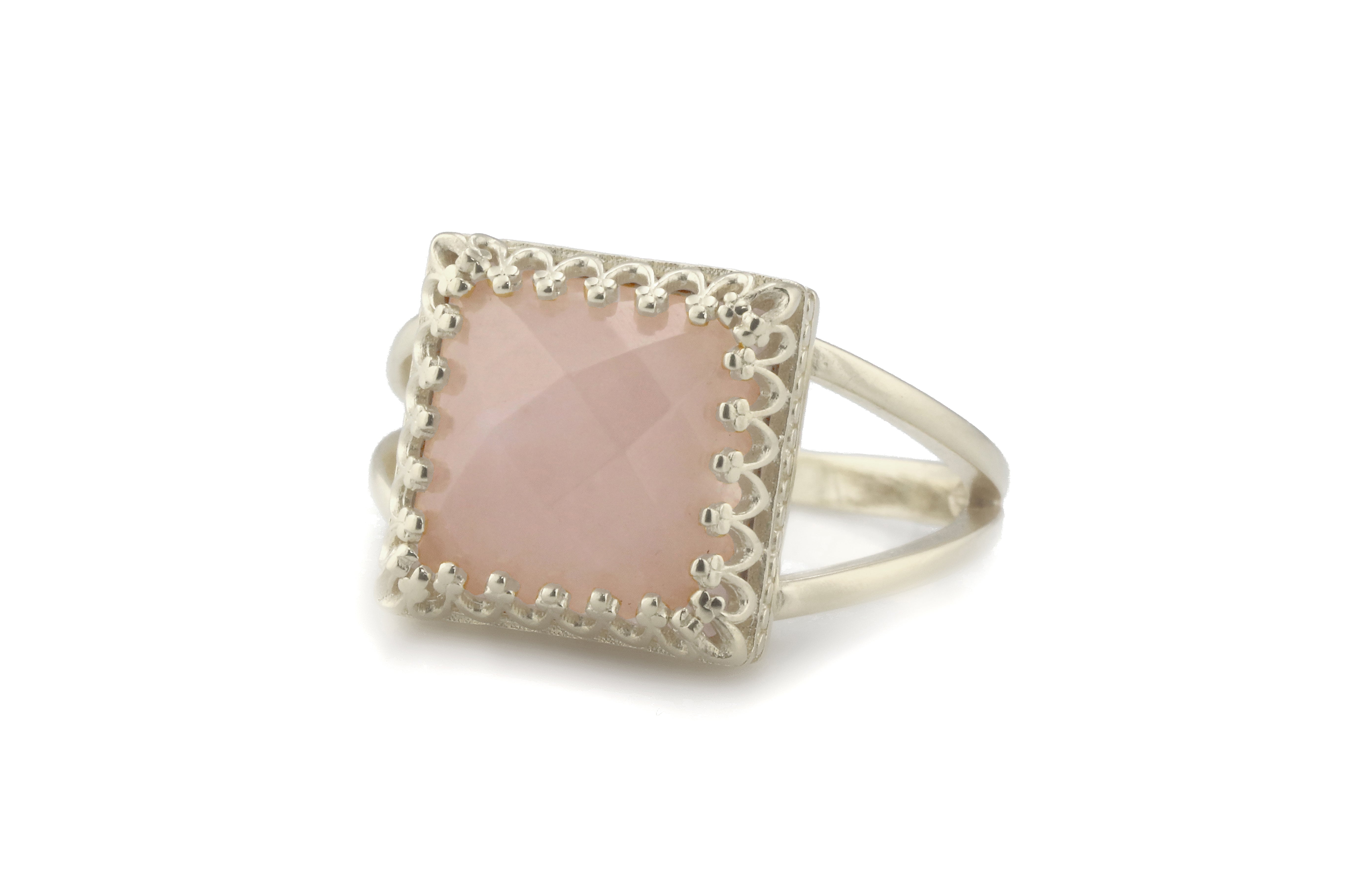 Lovely Rose Quartz Gem in 925 Sterling Silver Rings Anemone Jewelry