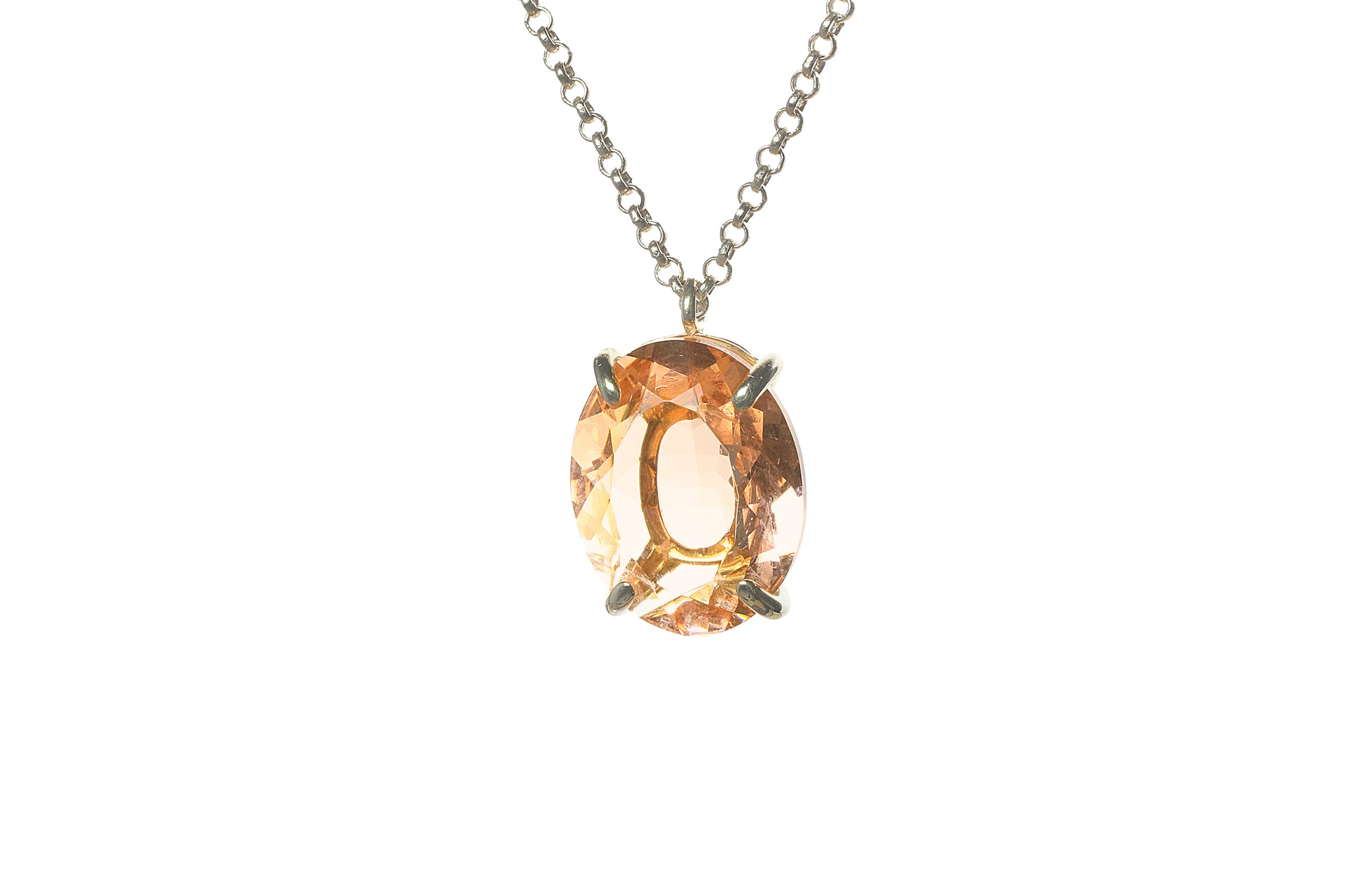 Lustrous Large Morganite Pendant Necklace in Gold necklaces Anemone Jewelry