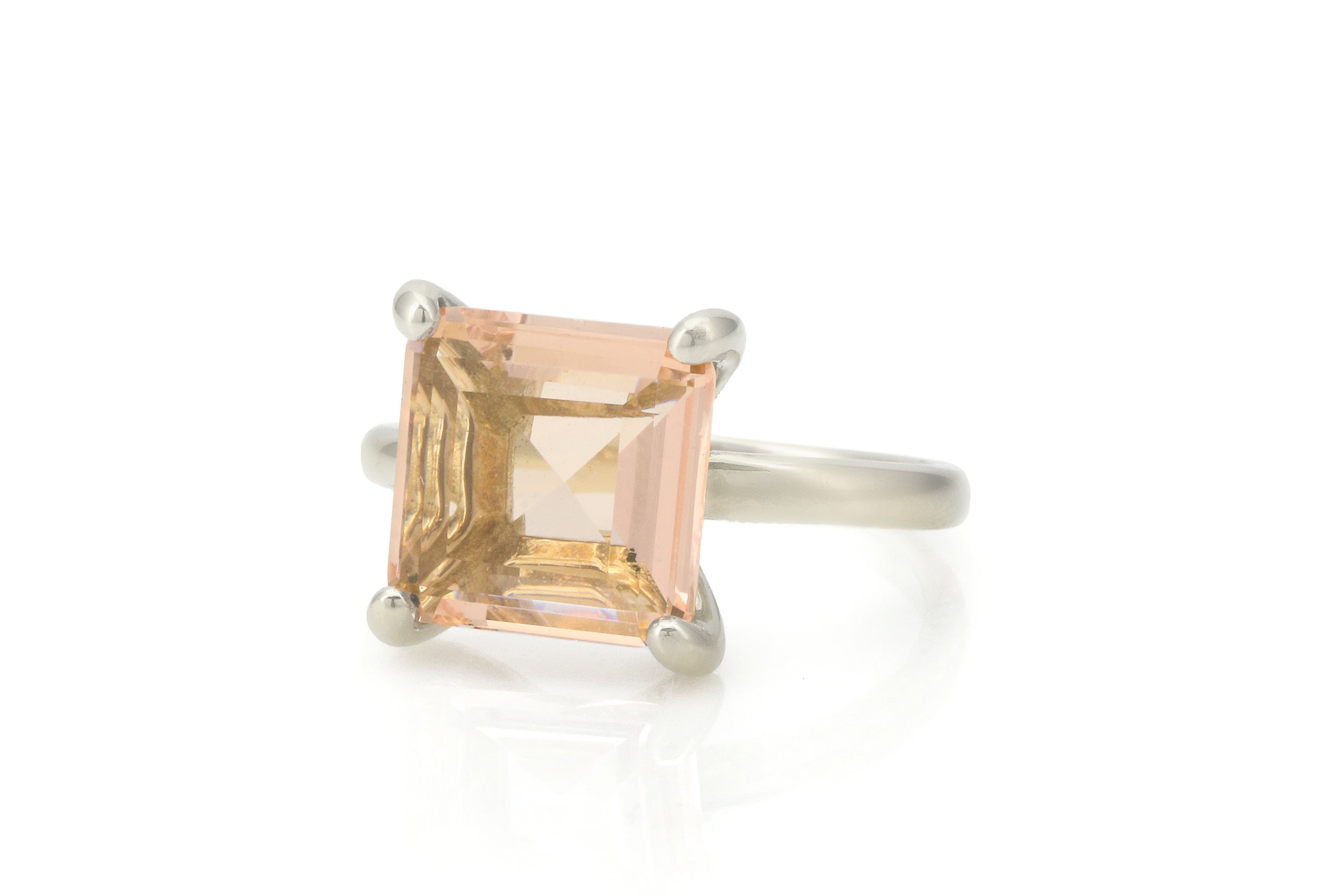 Alluring Square Morganite Gold Filled Ring Rings Anemone Unique