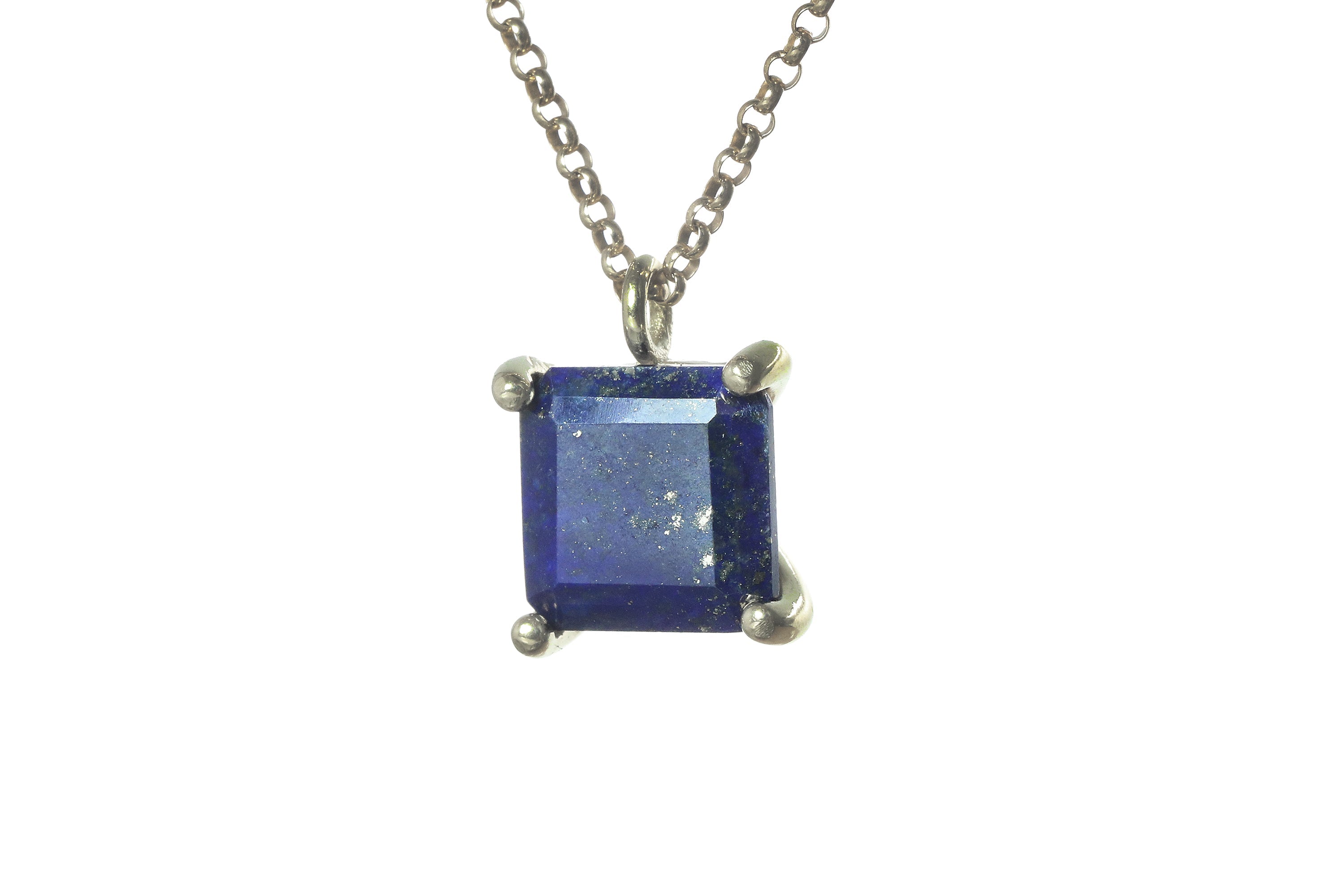 Lapis Lazuli Square Stone Gold Necklace necklaces Anemone Unique