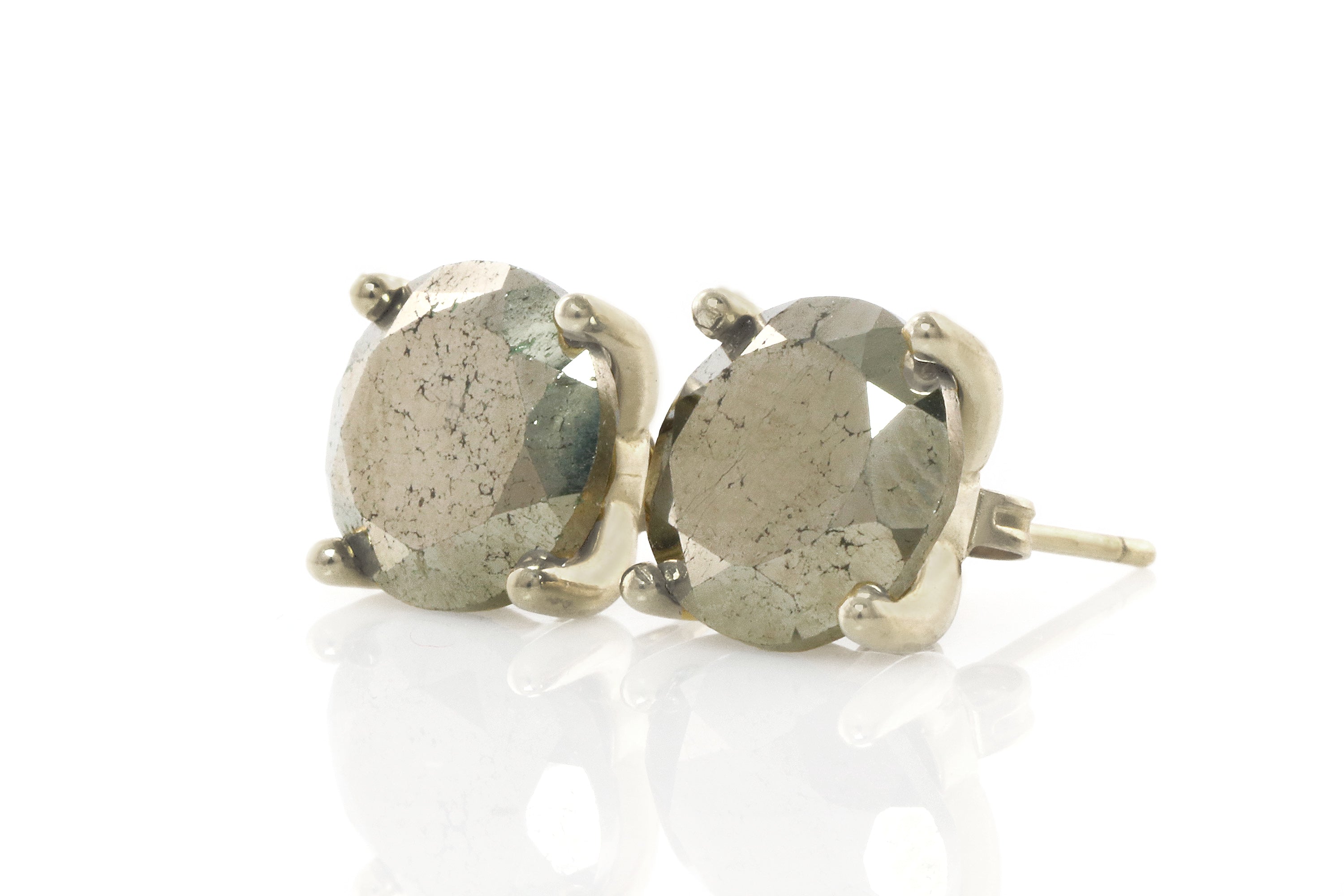 Semiprecious Pyrite Stone Gold Earrings Earrings Anemone Unique