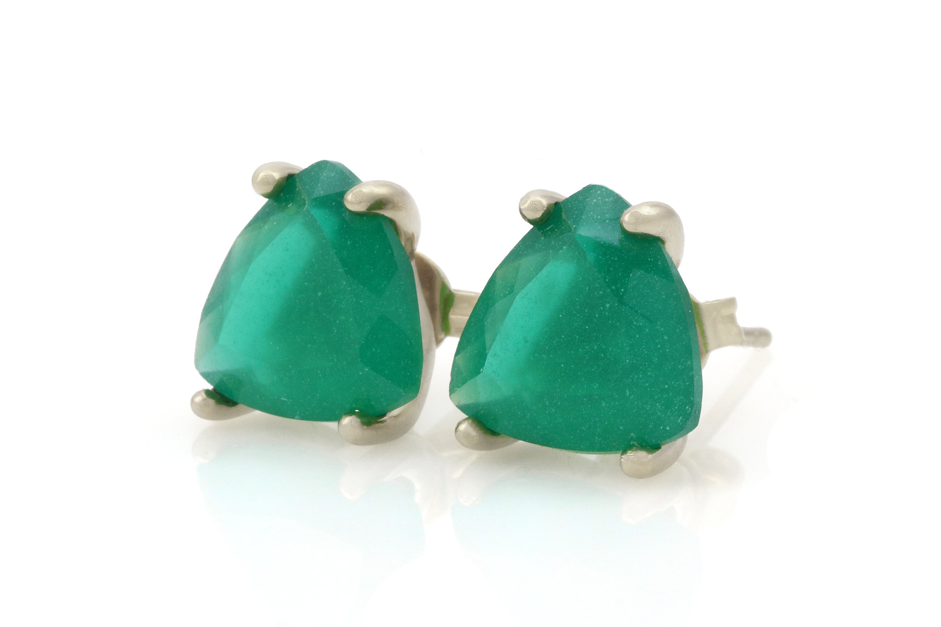 Trillion Green Onyx Gold Earrings Earrings Anemone Unique