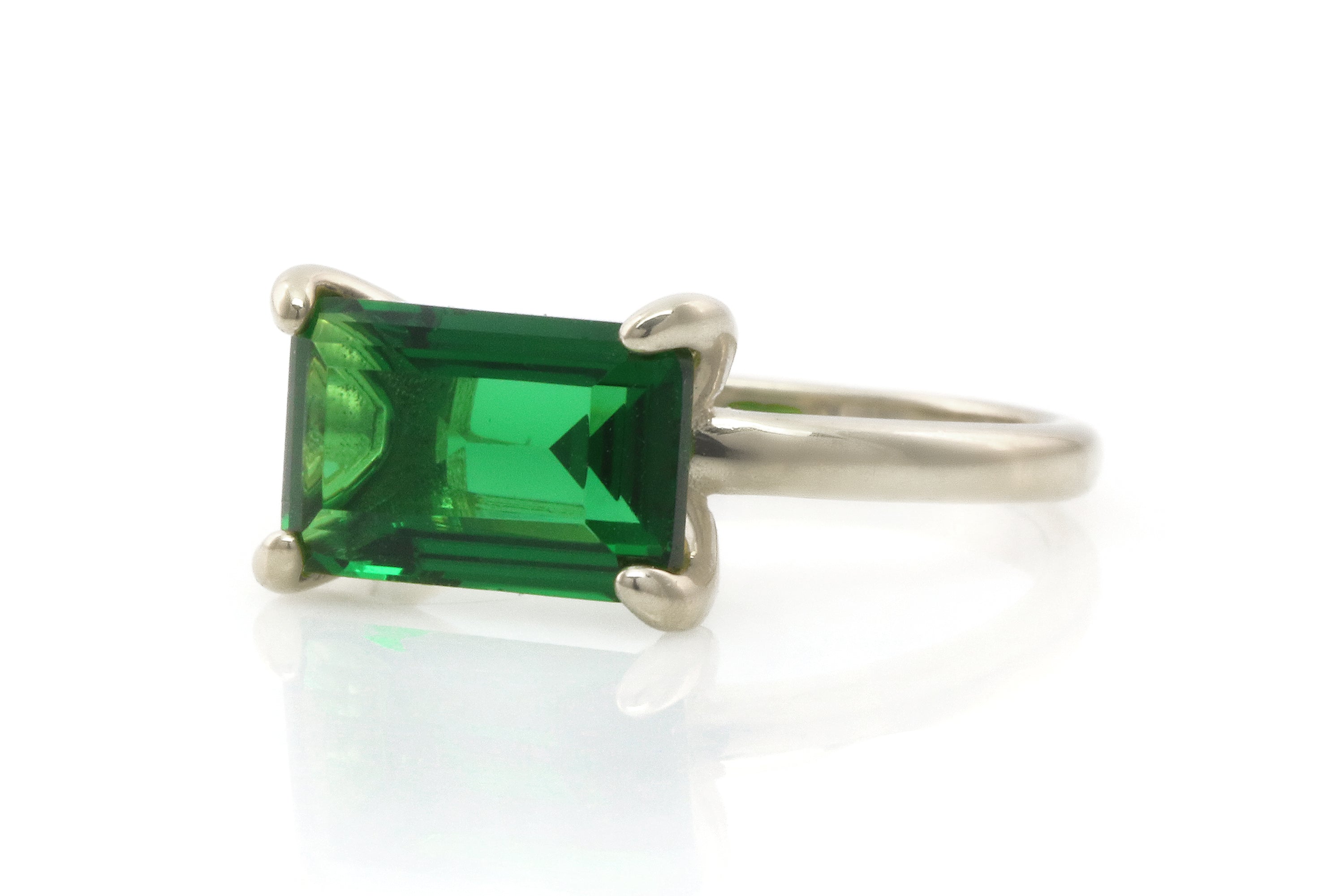 Gold Rectangle Emerald Ring Rings Anemone Unique