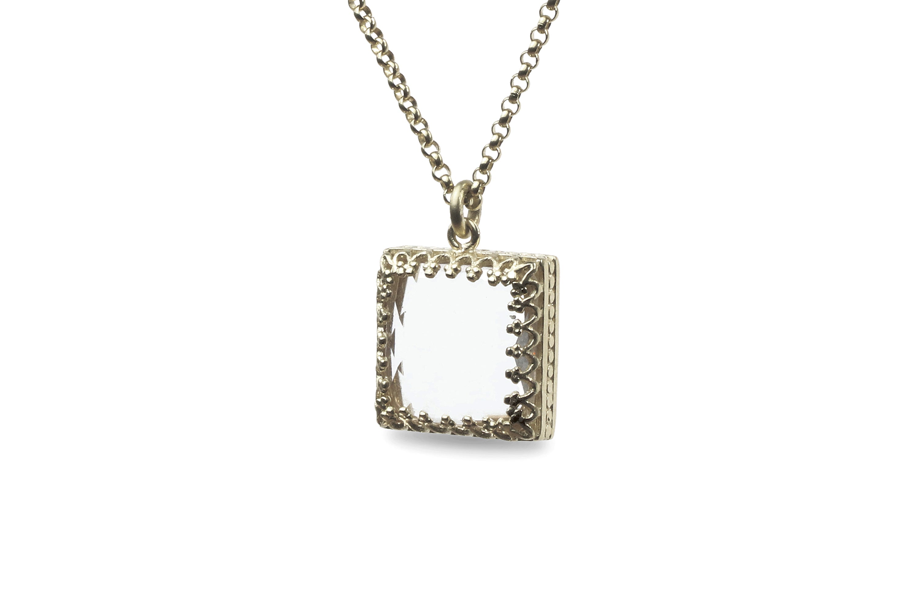 Simple Clear Quartz Necklace in Gold necklaces Anemone Jewelry