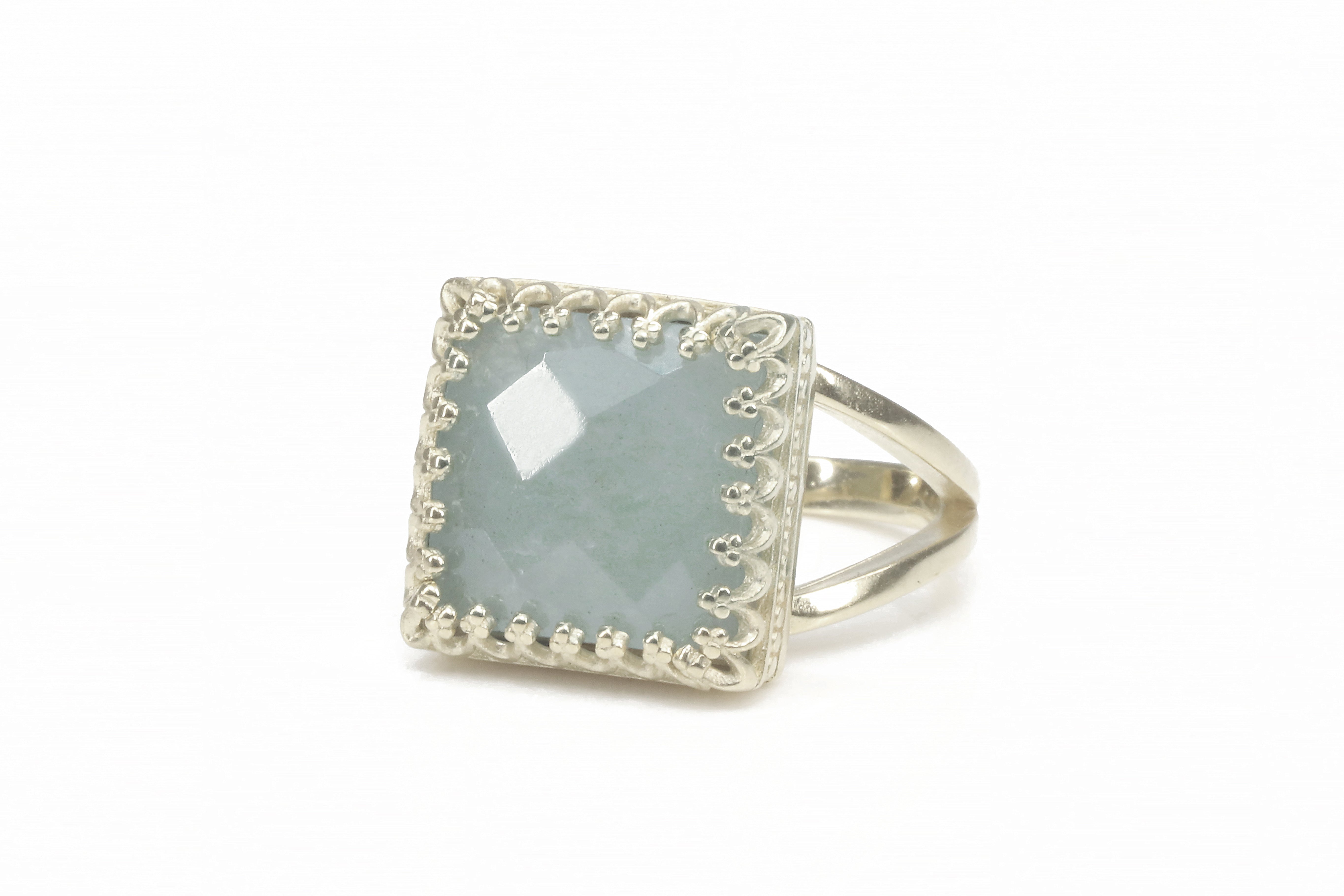 Aquamarine Square Ring Rings Anemone Jewelry