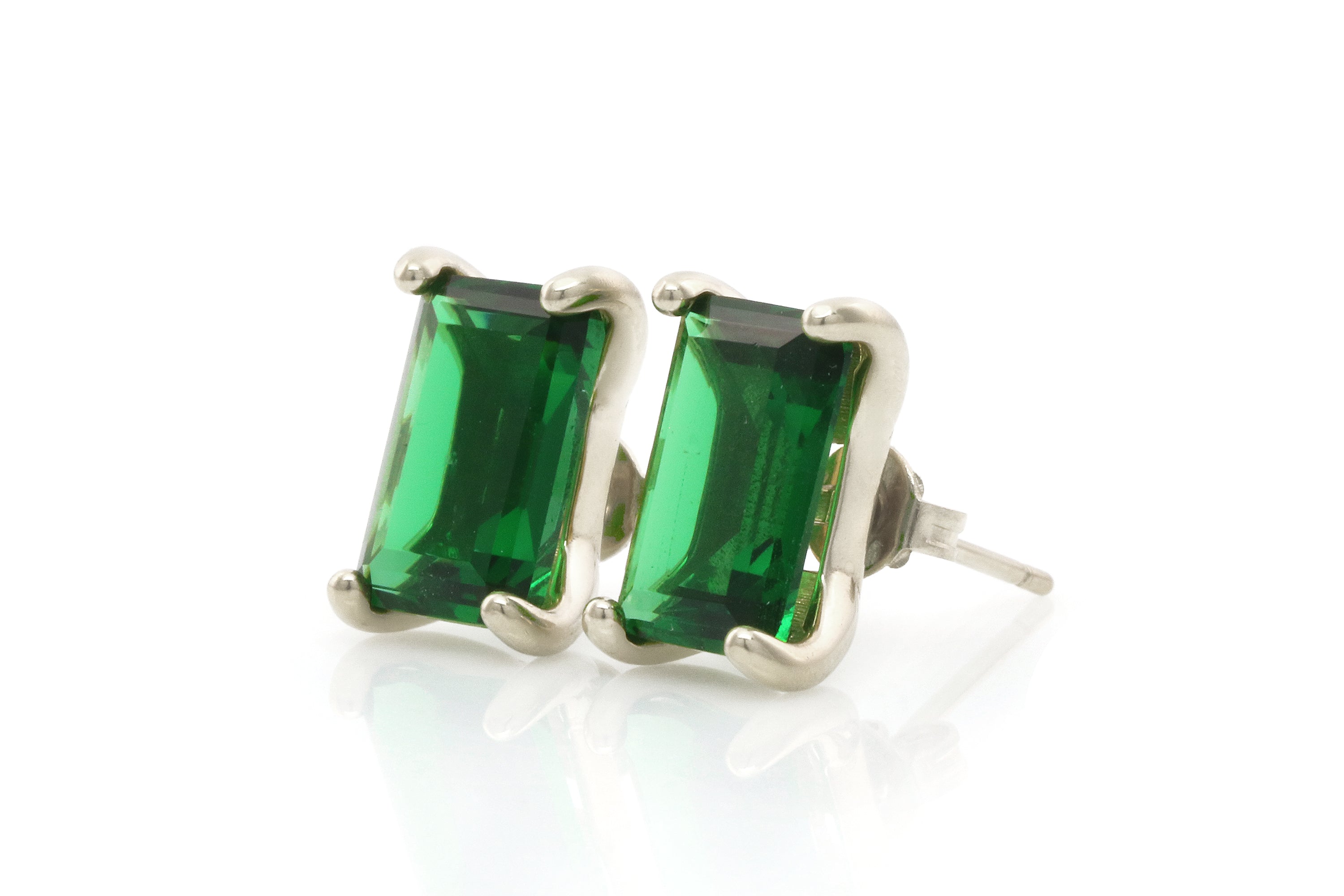 Green Emerald Stud Earrings in Gold Earrings Anemone Unique