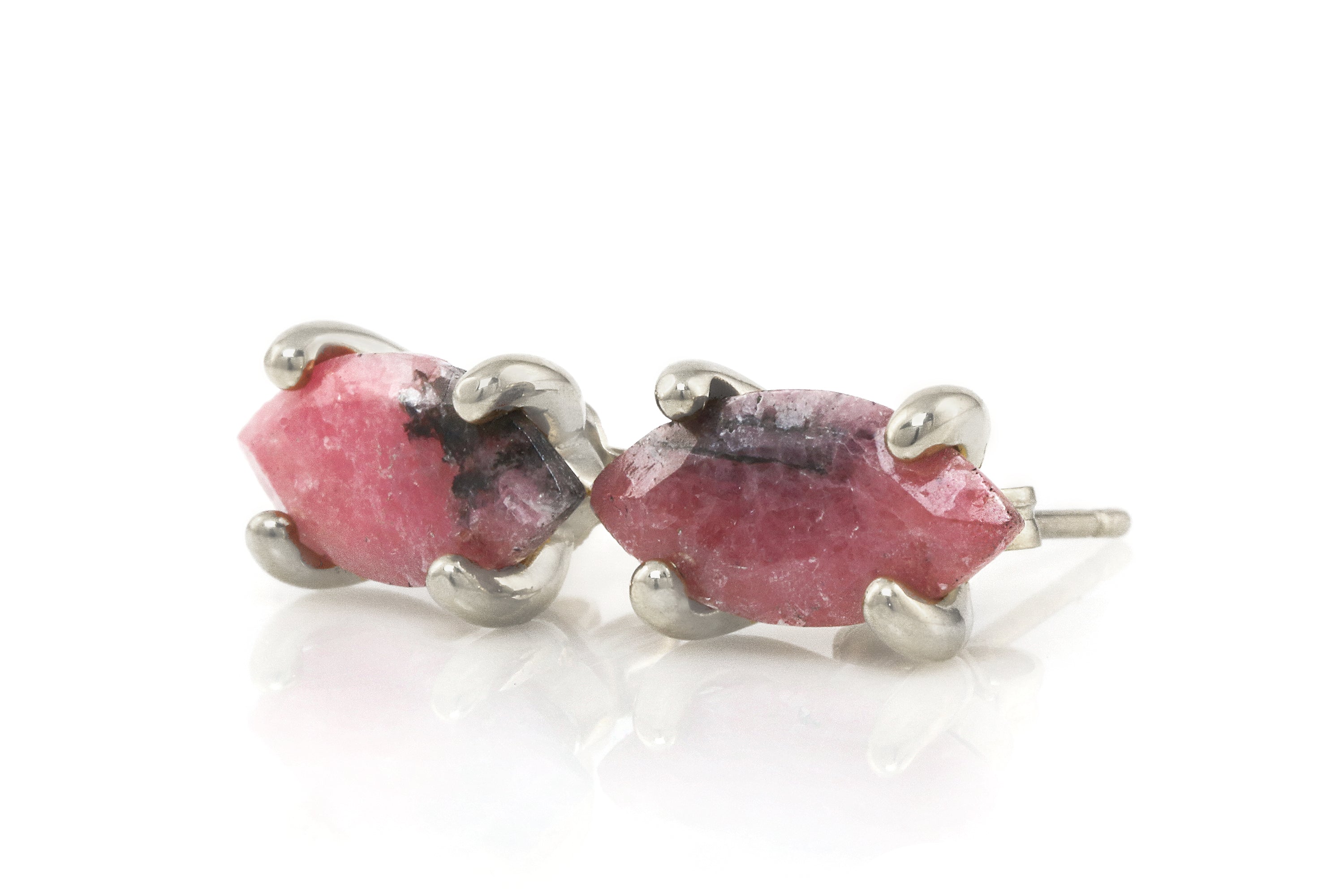 Rhodonite Stone Earrings in 14k Gold Earrings Anemone Unique