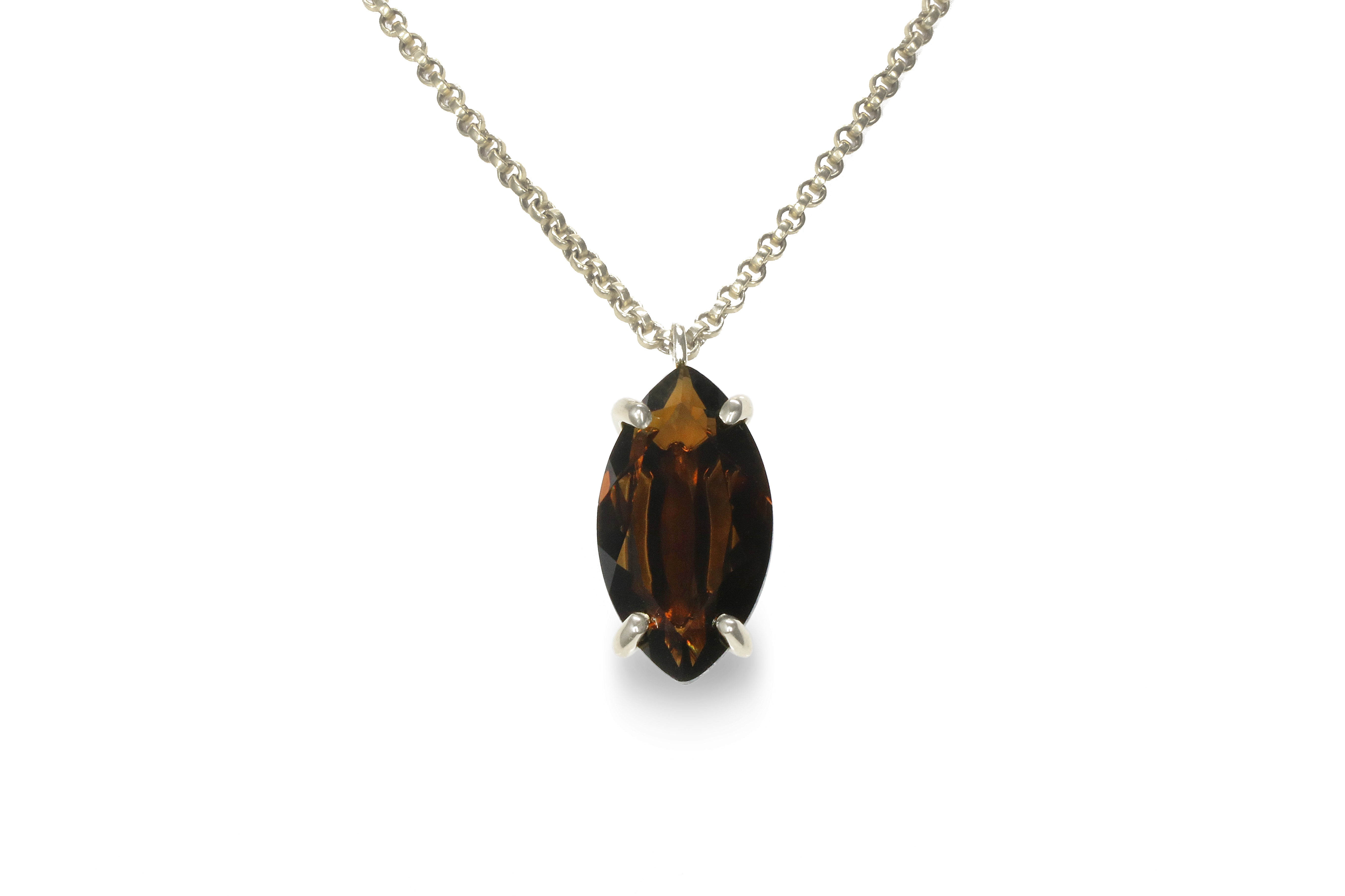 Marquise Smoky Quartz Necklace in 14k Gold necklaces Anemone Jewelry