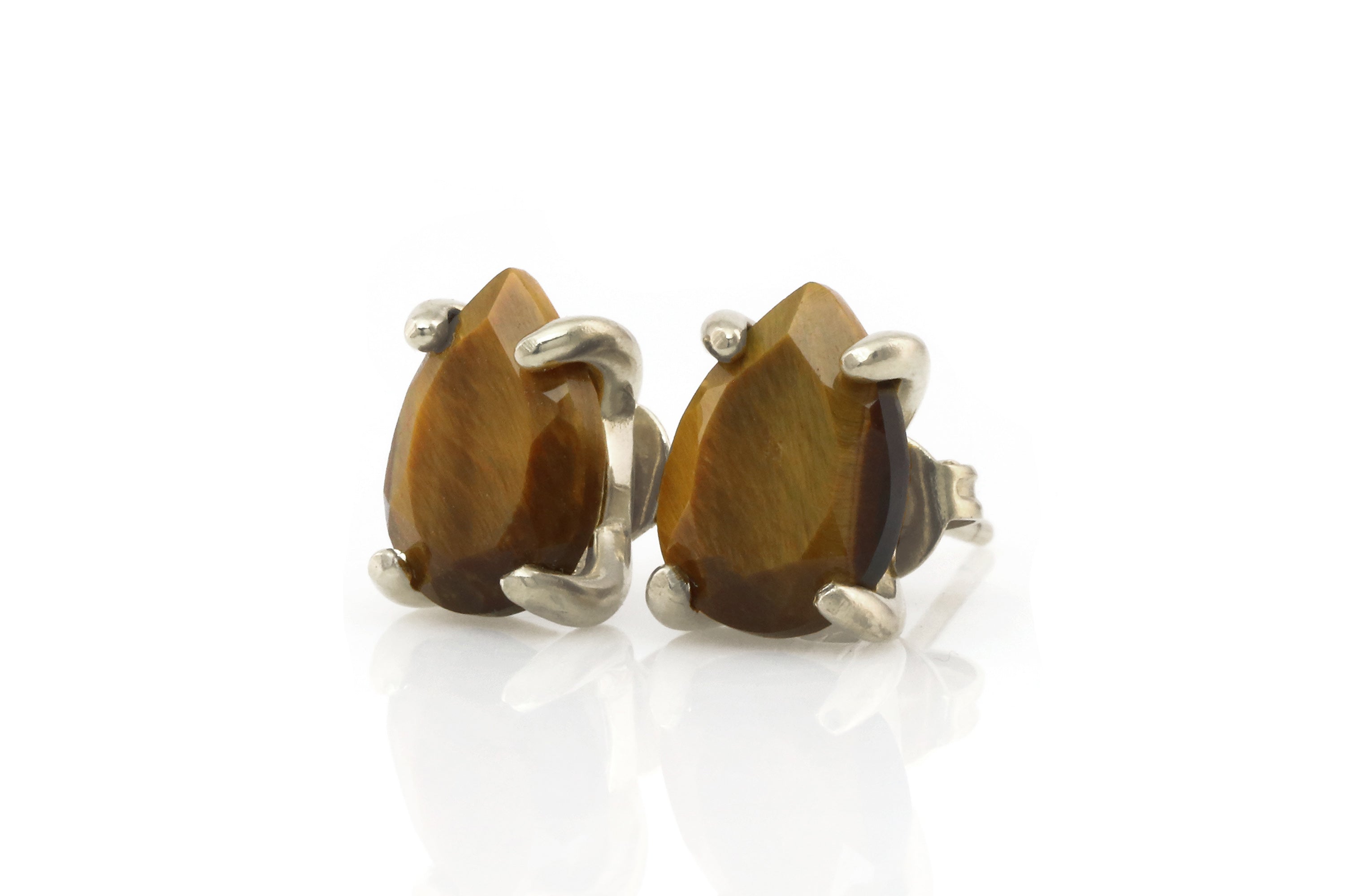 Dainty Tiger Eye Earrings in Gold Earrings Anemone Unique