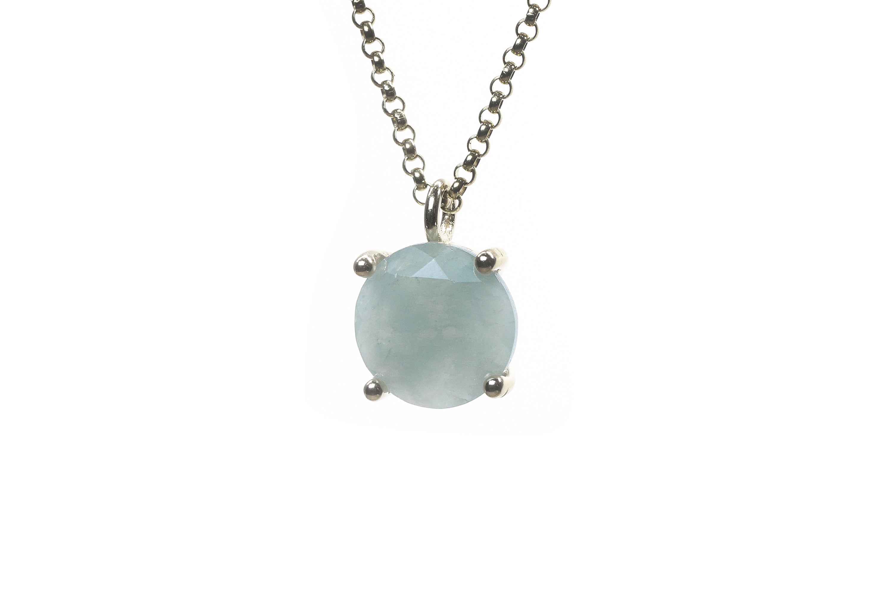 Modern Gold Round Aquamarine Necklace necklaces Anemone Unique