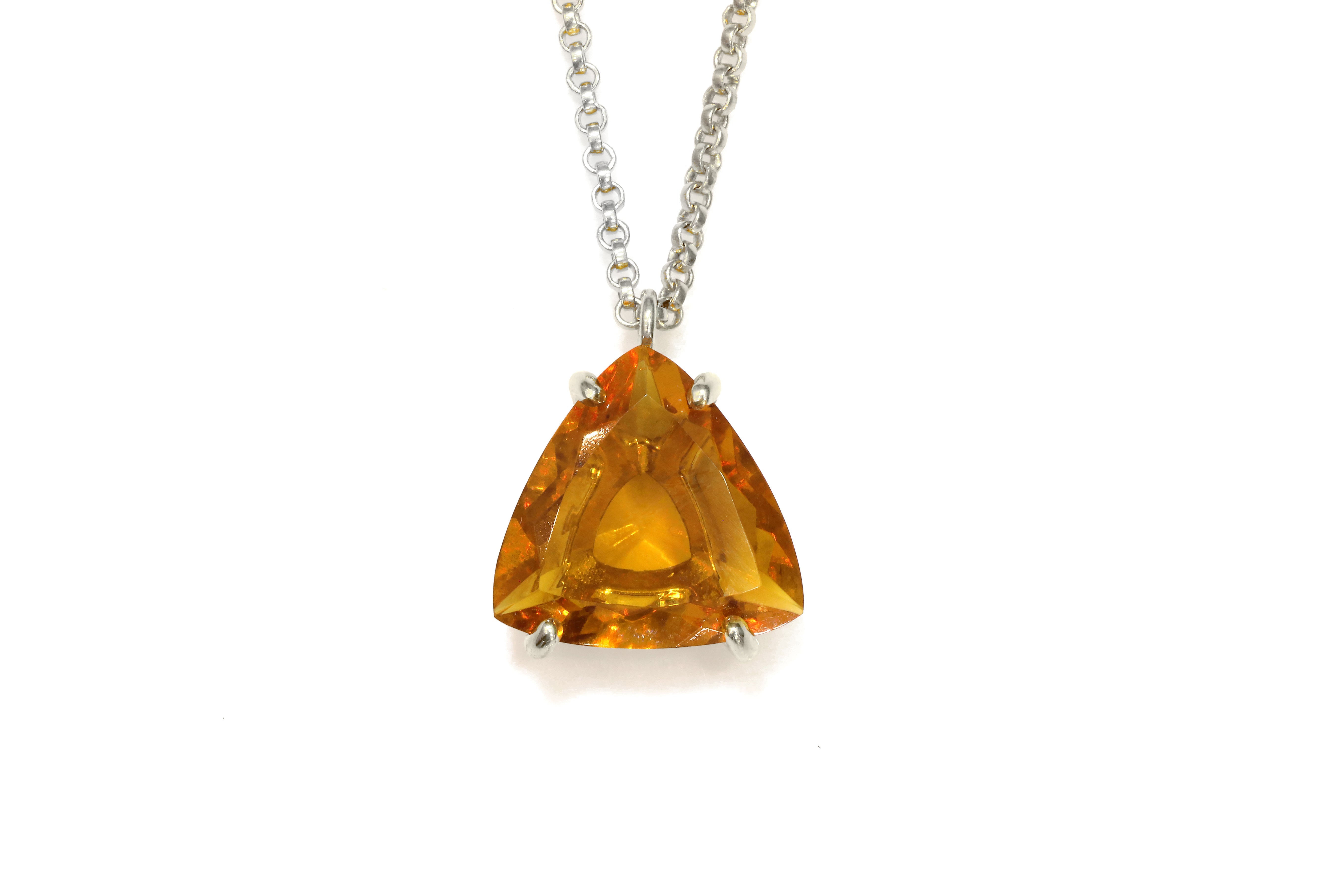 Brilliant Trillion Citrine 14k Gold Necklace necklaces Anemone Jewelry