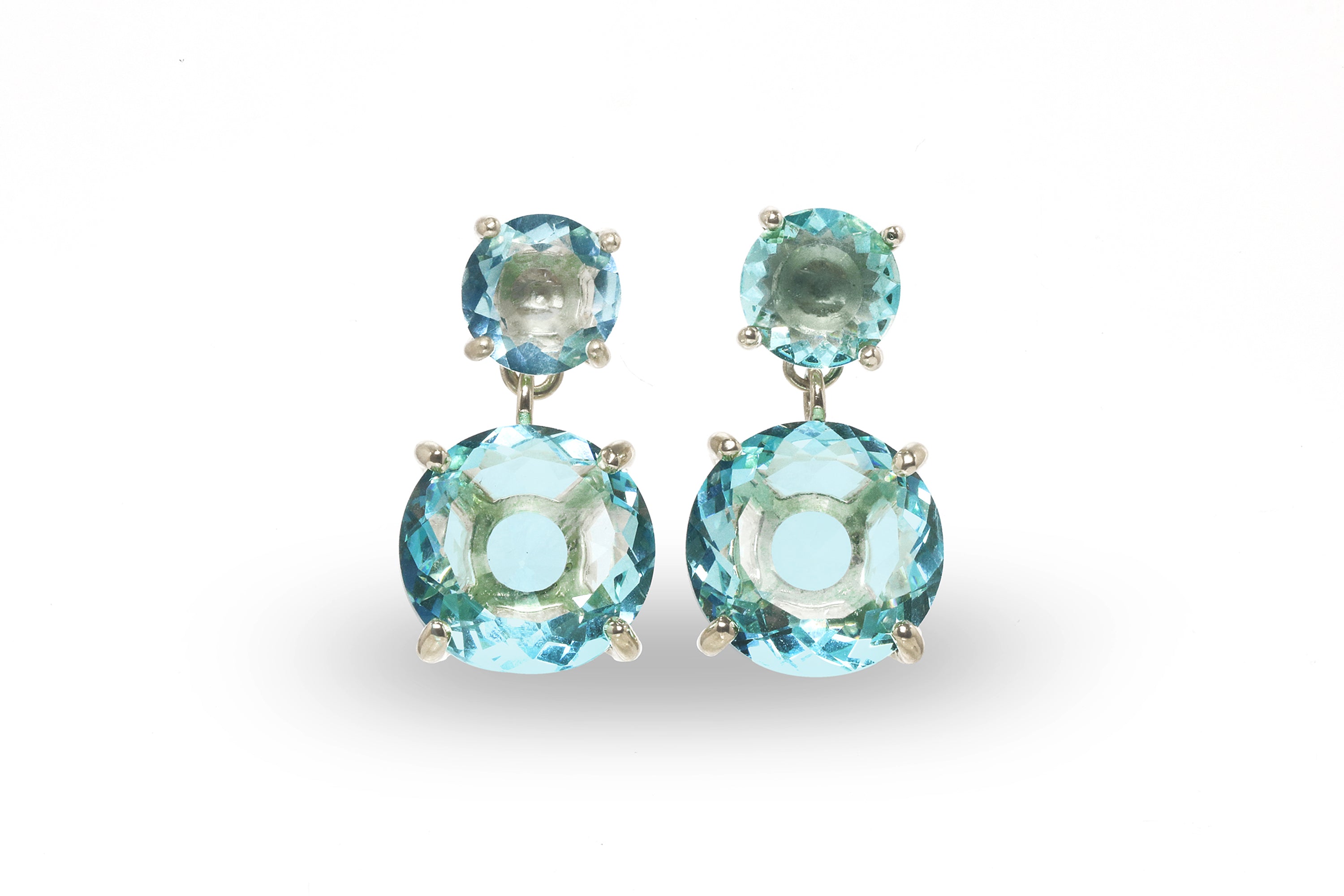 Brilliant Double Topaz Stud Earrings in Gold Earrings Anemone Jewelry