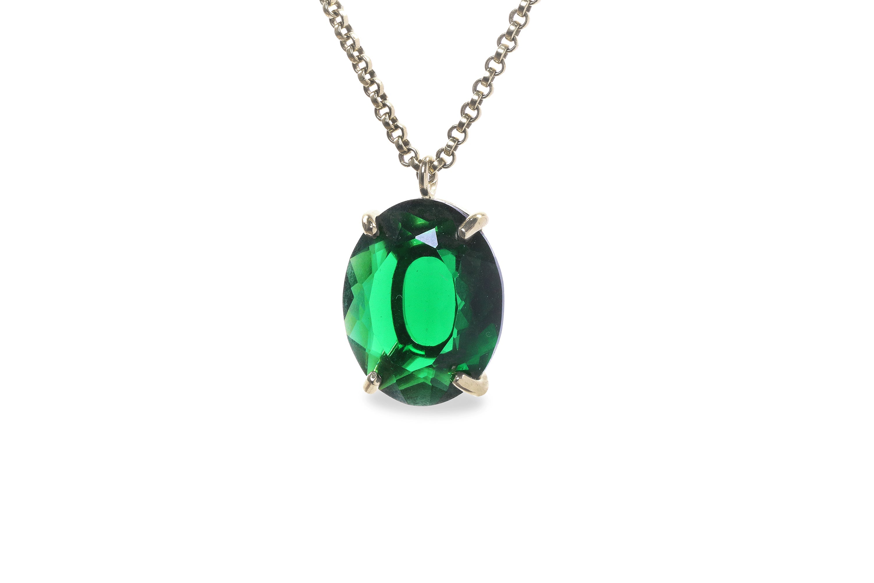 Emerald Statement Necklace in 14k Gold Filled necklaces Anemone Jewelry