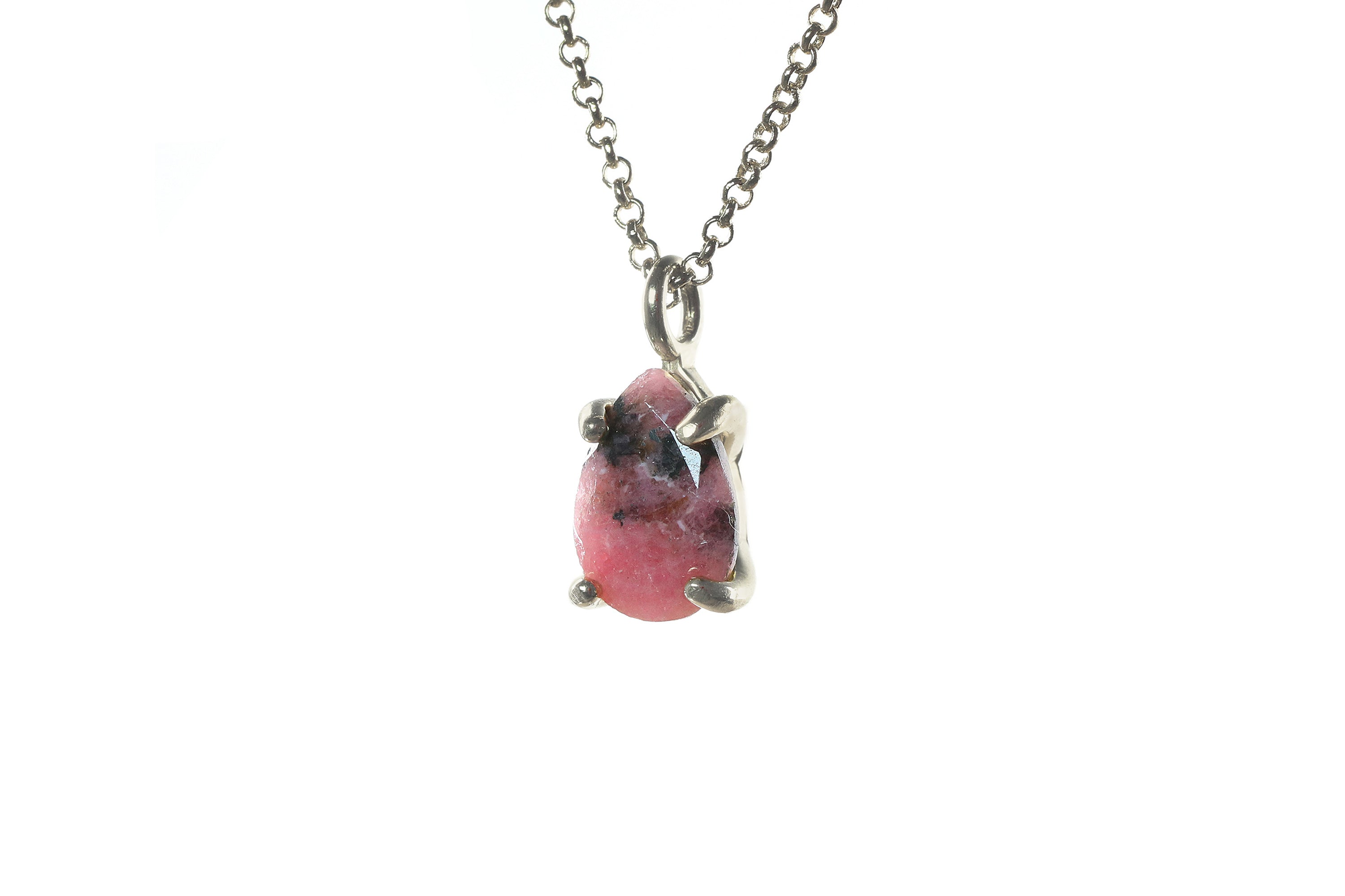 Pear Pink Rhodonite Gold Necklace necklaces Anemone Unique