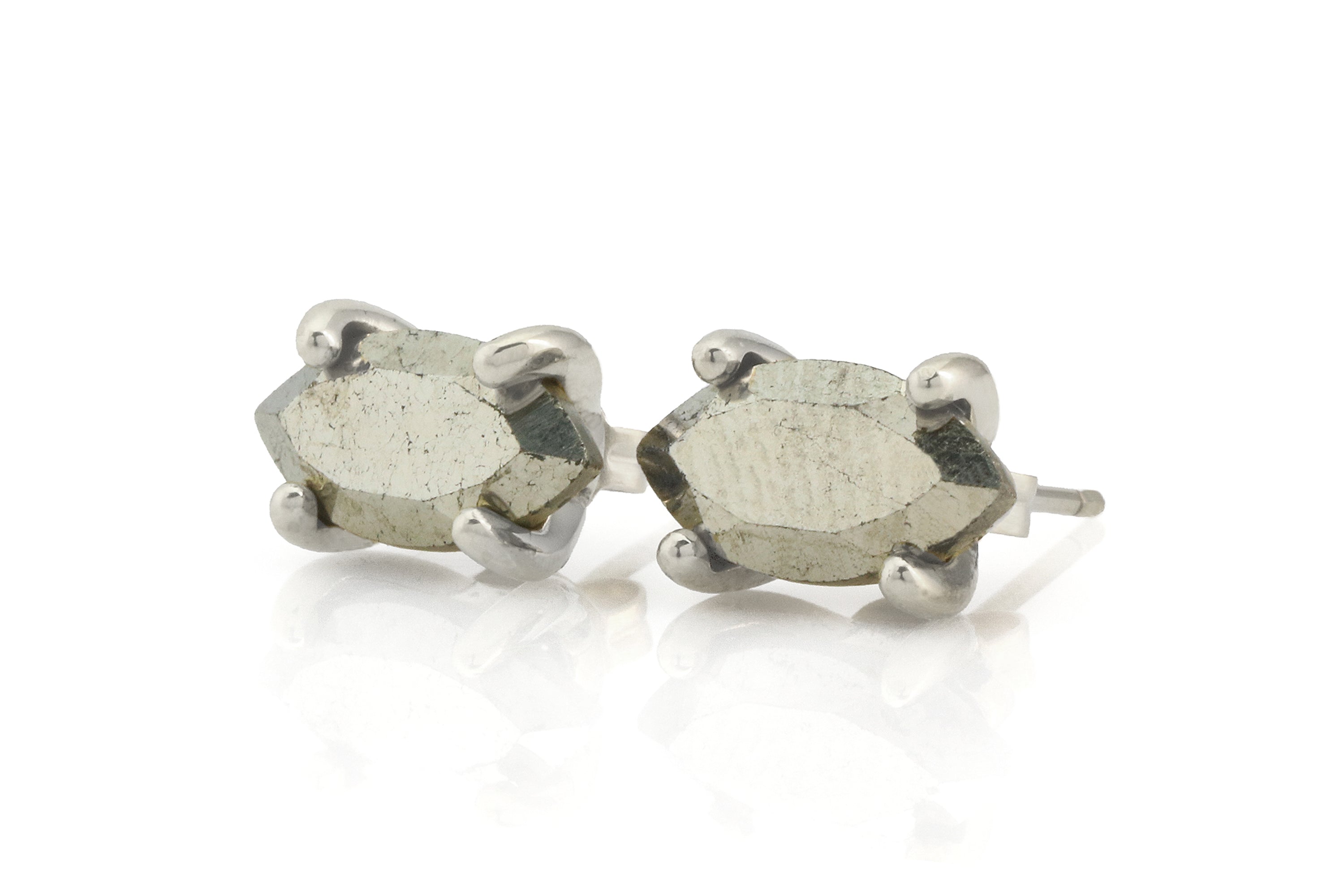 Marquise Iron Pyrite Sterling Silver Earrings Earrings Anemone Unique