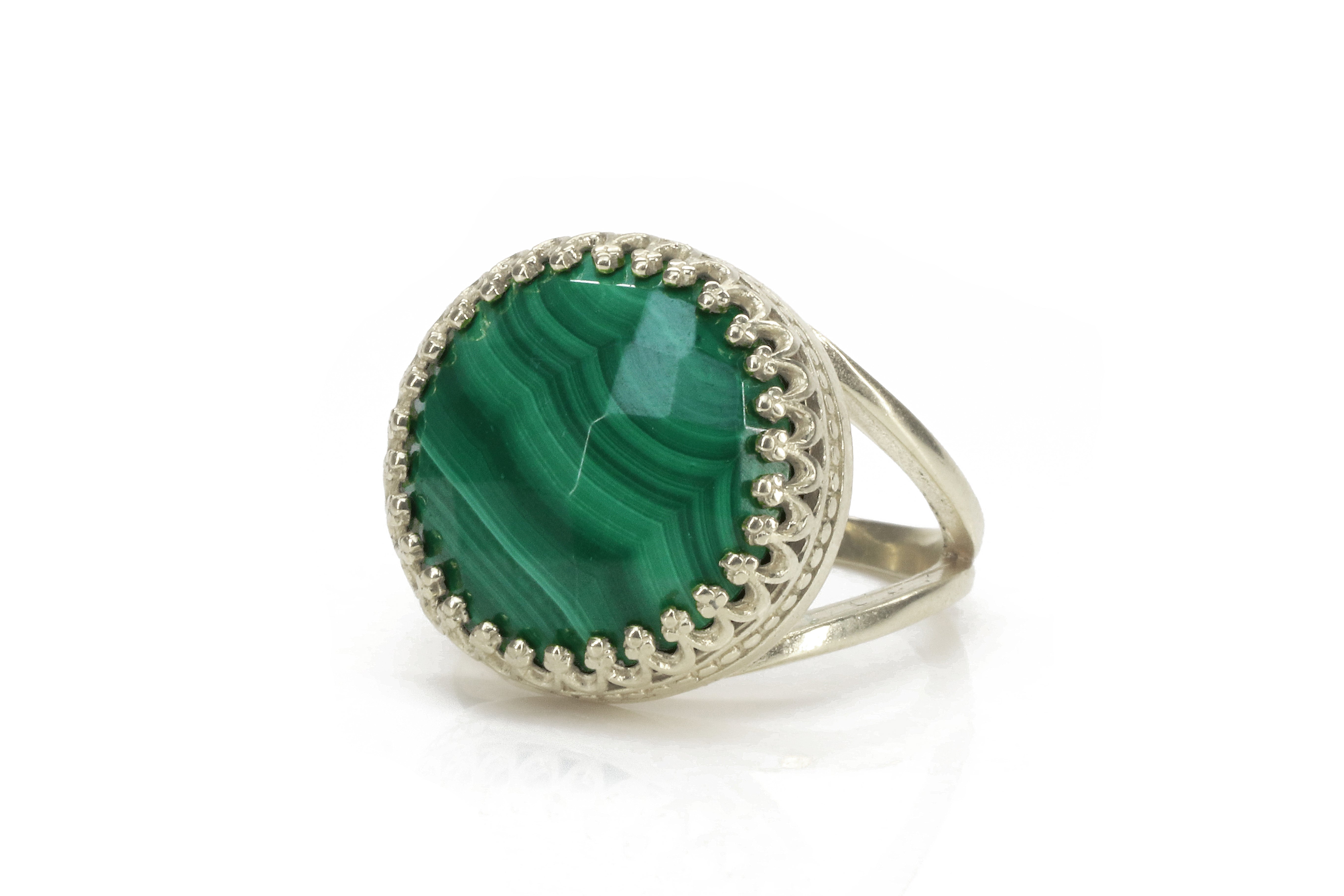Banded Malachite Ring in 14k Gold Rings Anemone Jewelry