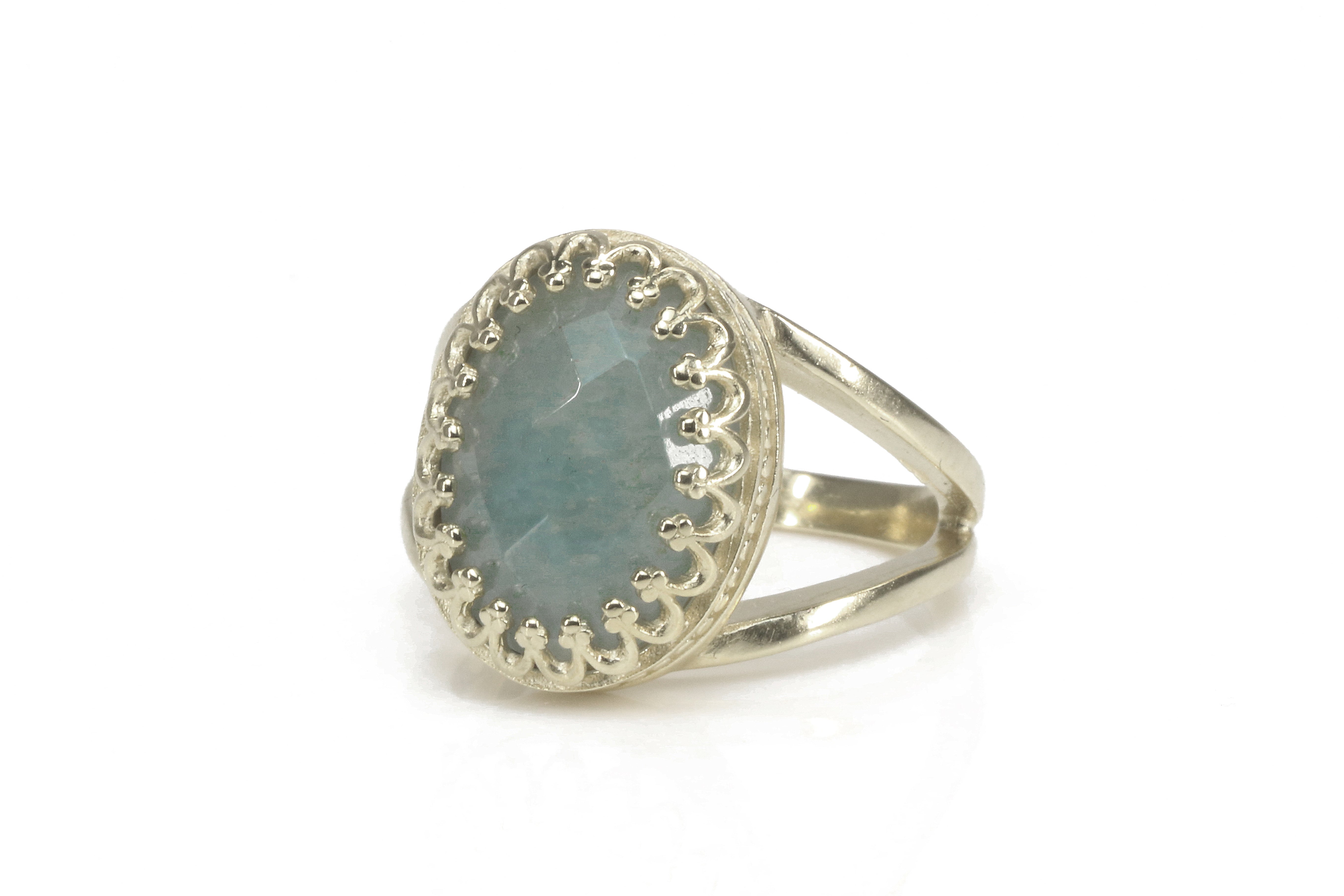 Exquisite Oval Aquamarine Gemstone in 925 Sterling Silver Rings Anemone Jewelry