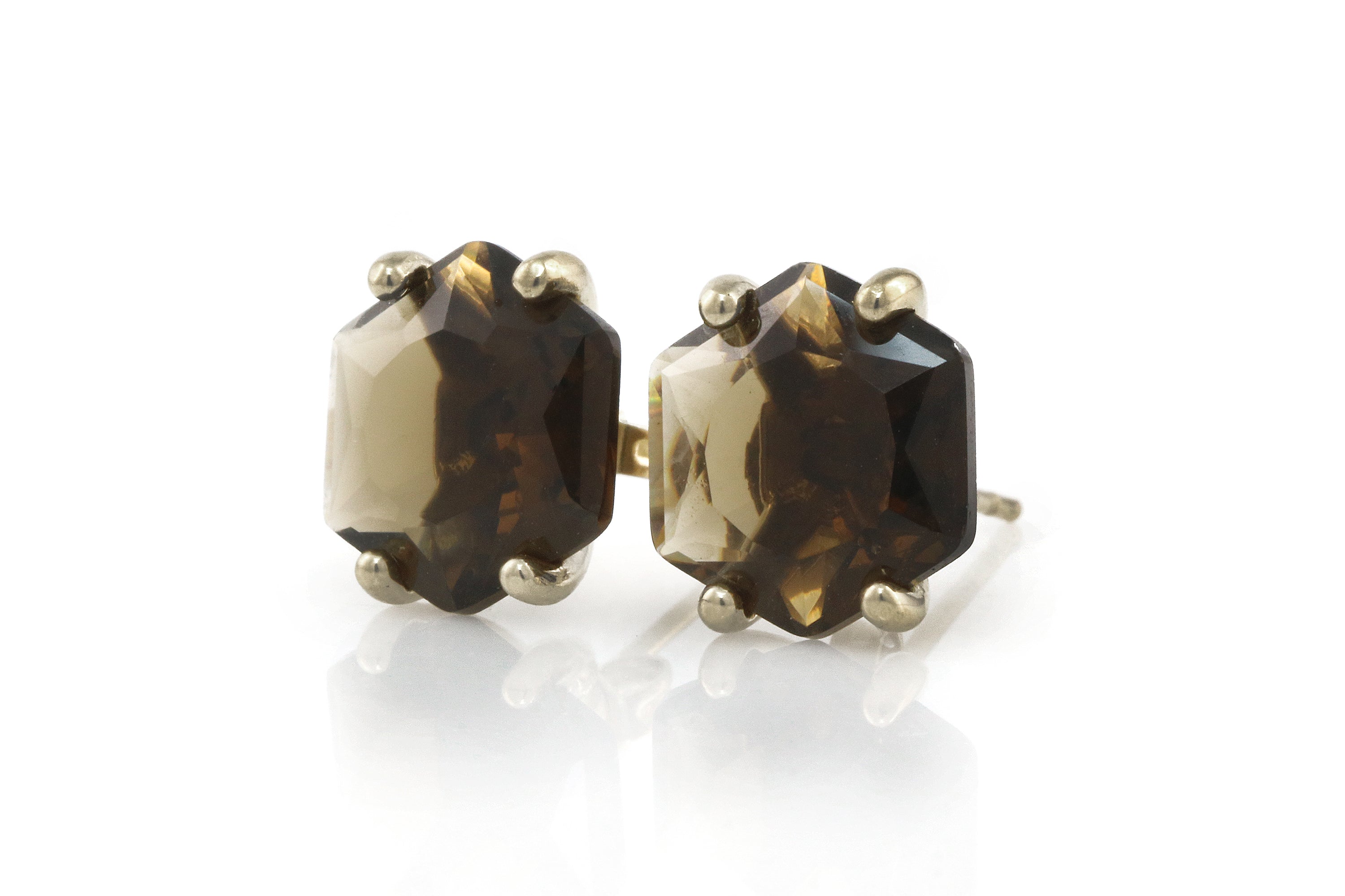 Classic Smoky Quartz Gold Stud Earrings Earrings Anemone Unique