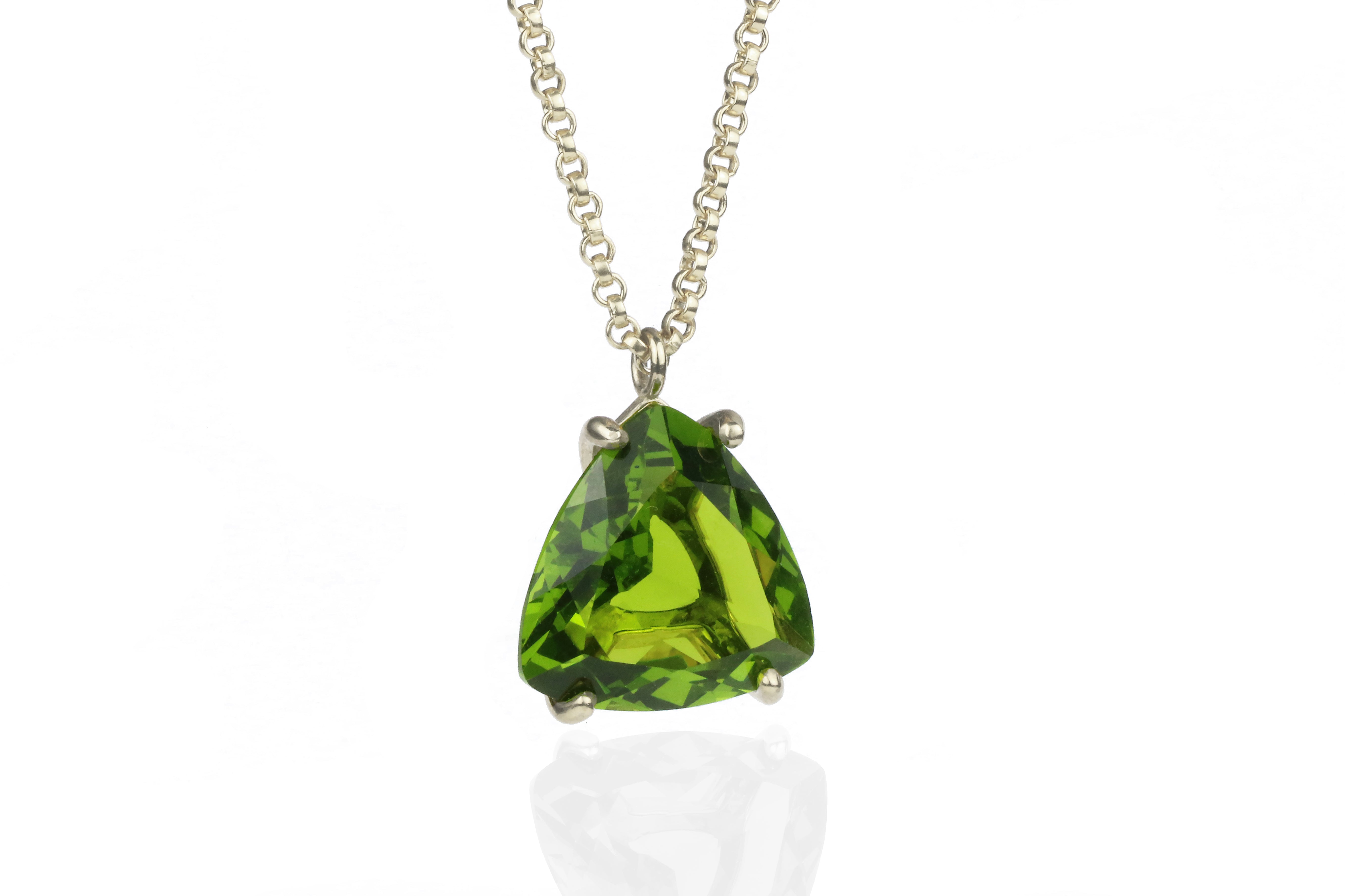 Trillion Peridot Necklace in 14k Gold necklaces Anemone Jewelry
