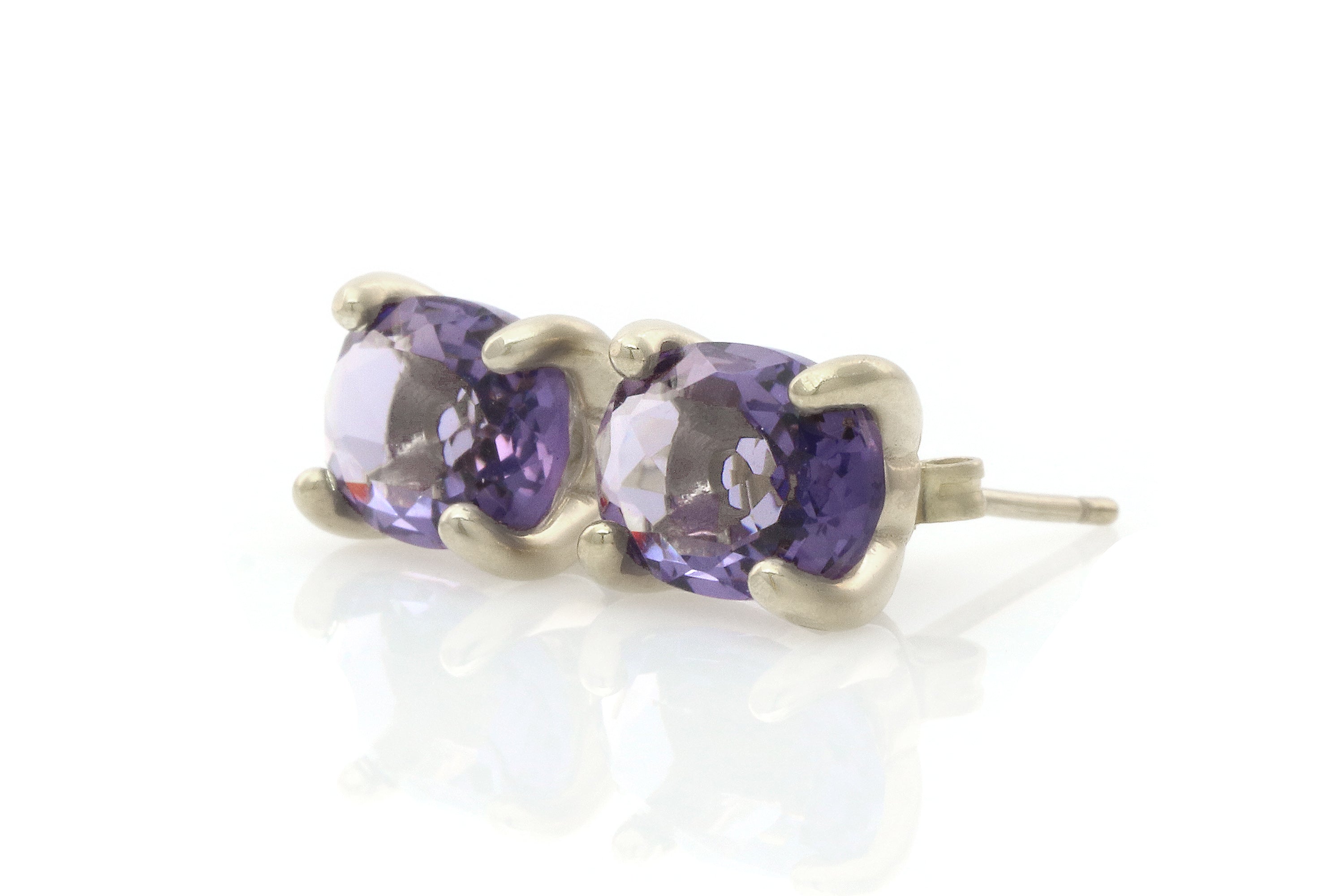 Rich Purple Amethyst Stud Gold Earrings Earrings Anemone Unique
