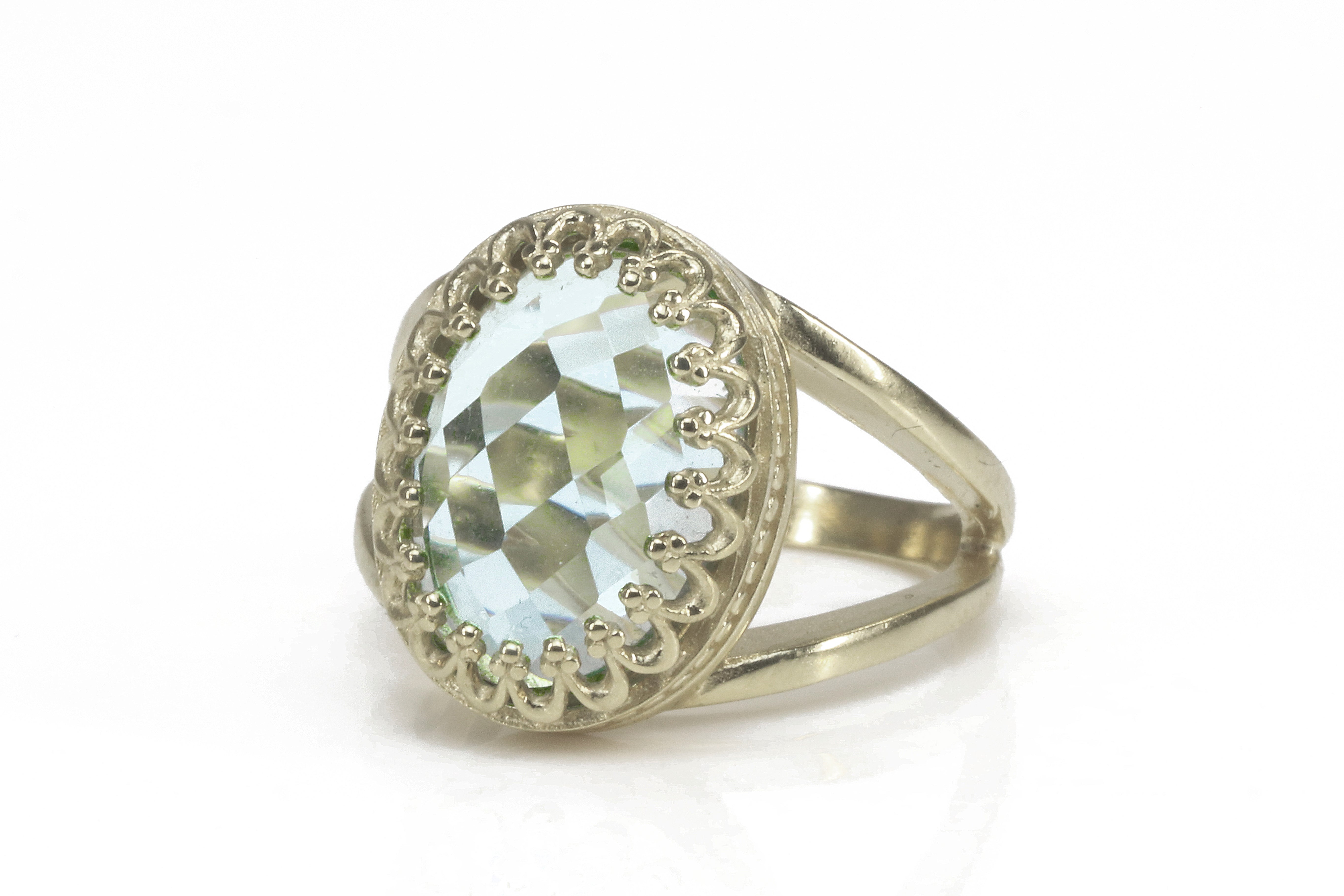 Oval Blue Topaz in 925 Sterling Silver Rings Anemone Jewelry