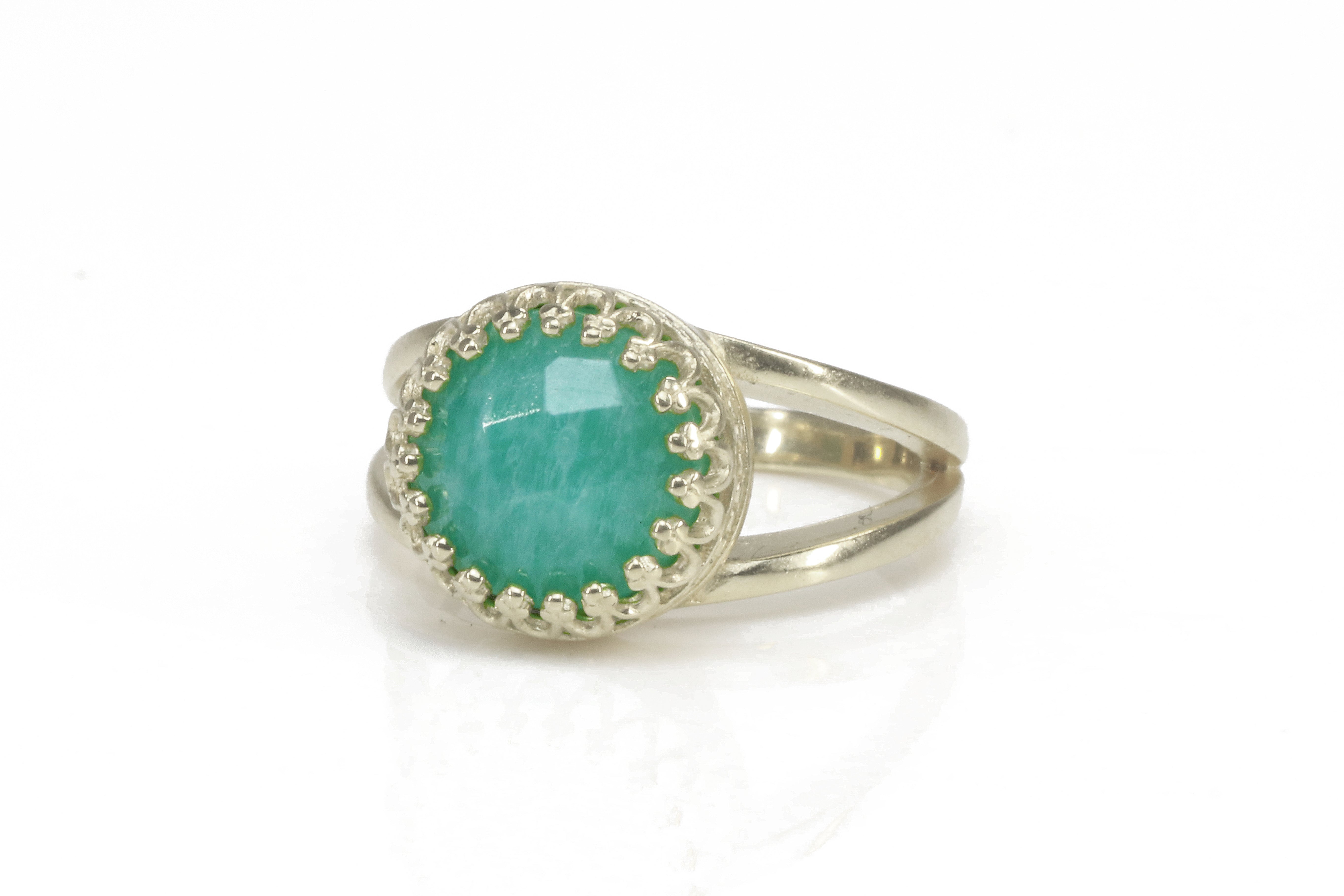 Exquisite Round Amazonite in 14K Gold-filled Ring Rings Anemone Jewelry