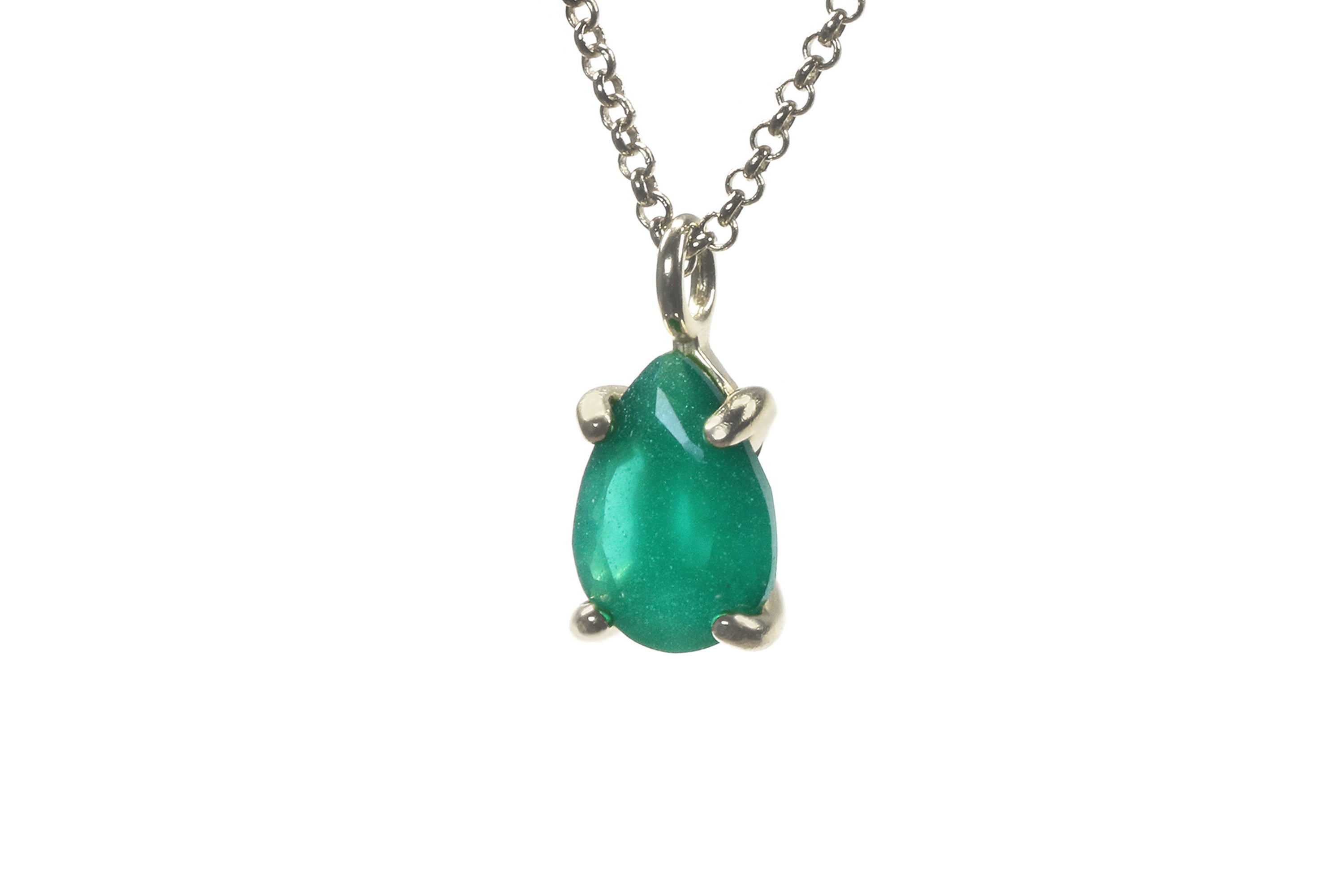 Delicate Pear Green Onyx Gold Necklace necklaces Anemone Unique