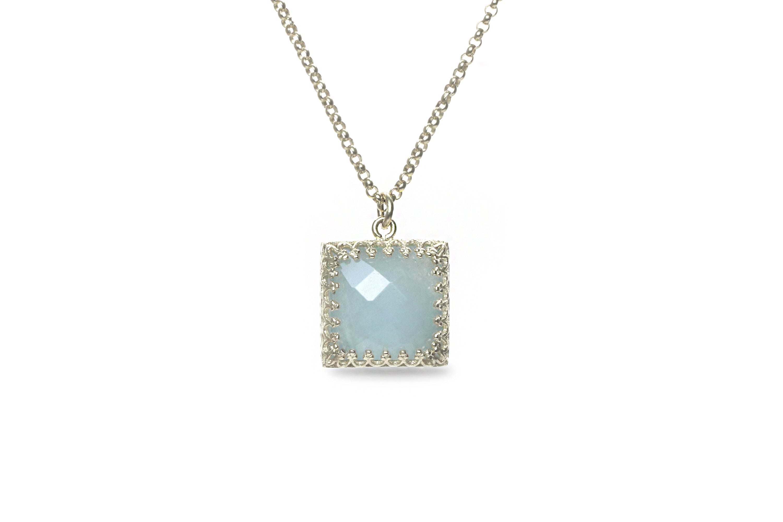 Delicate Aquamarine Pendant Gold Necklace necklaces Anemone Jewelry