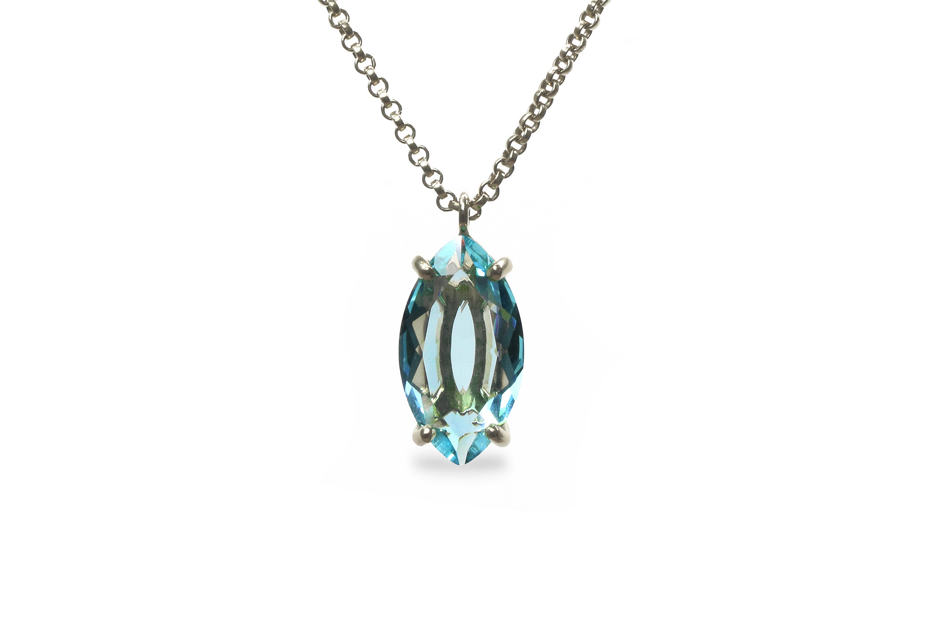 Marquise Blue Topaz Silver Necklace necklaces Anemone Jewelry
