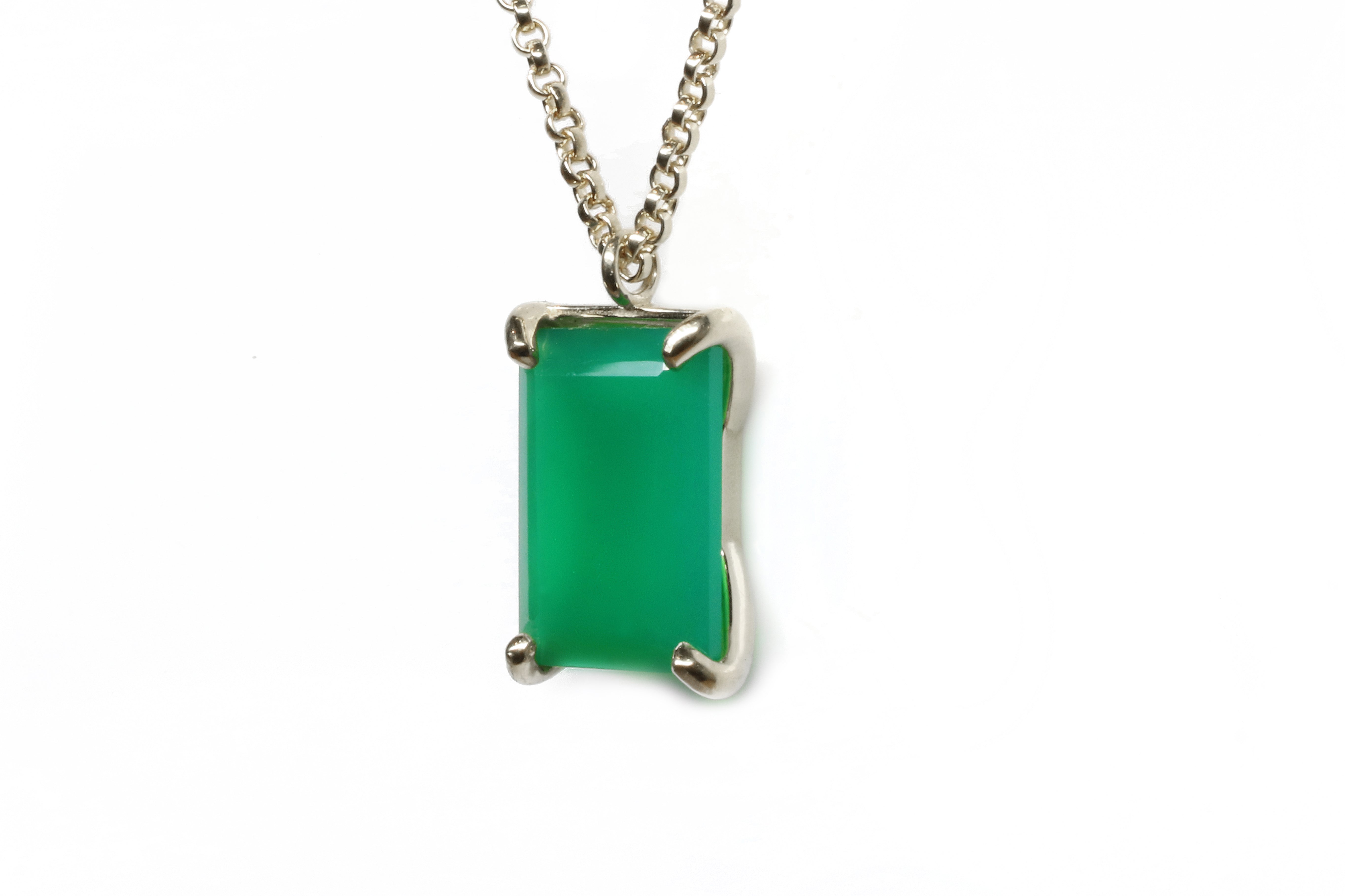 Rectangle Pendant Green Onyx Gold Necklace necklaces Anemone Jewelry