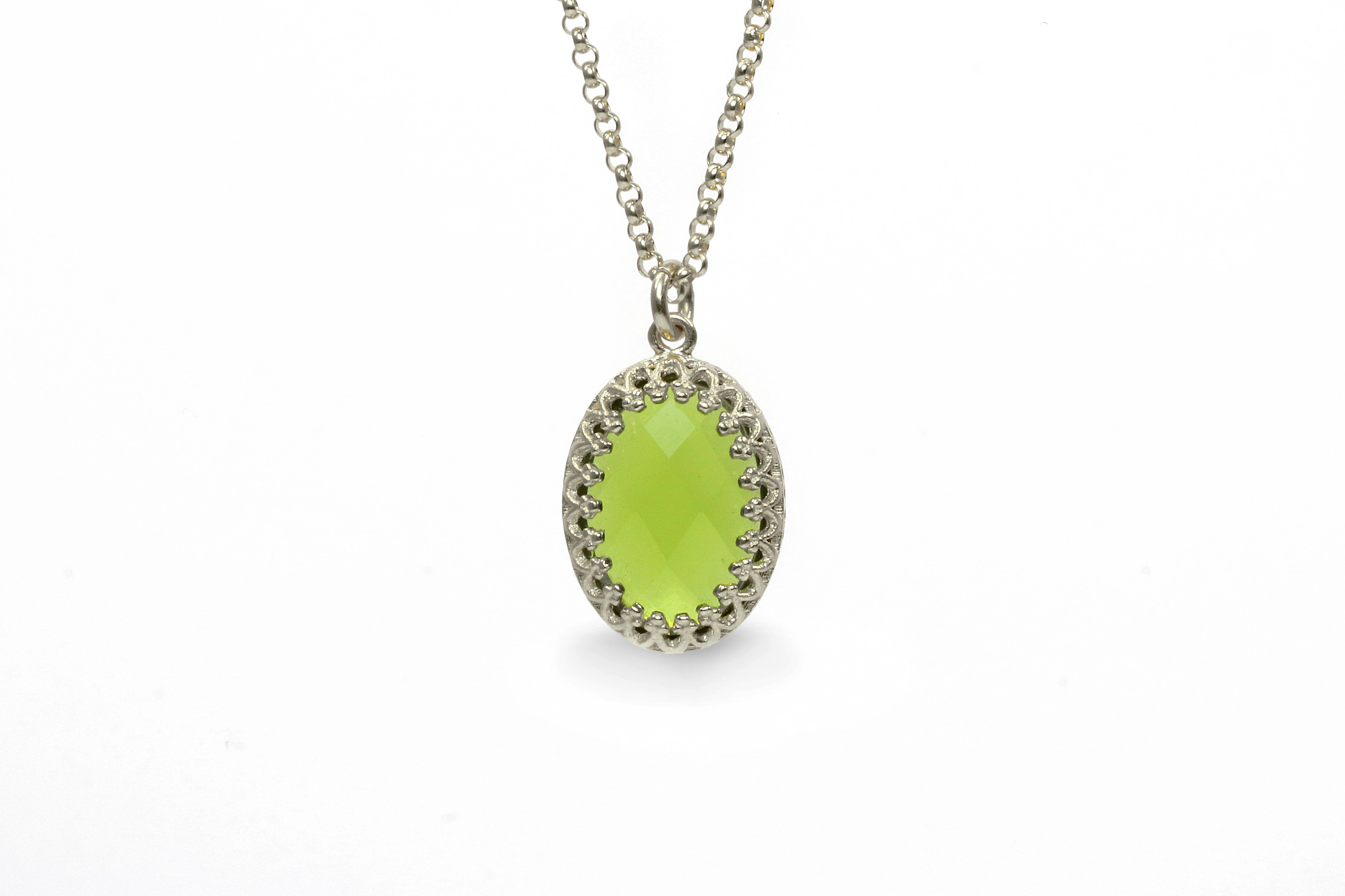 Artisan Oval Peridot Necklace in 14k Gold Filled necklaces Anemone Jewelry