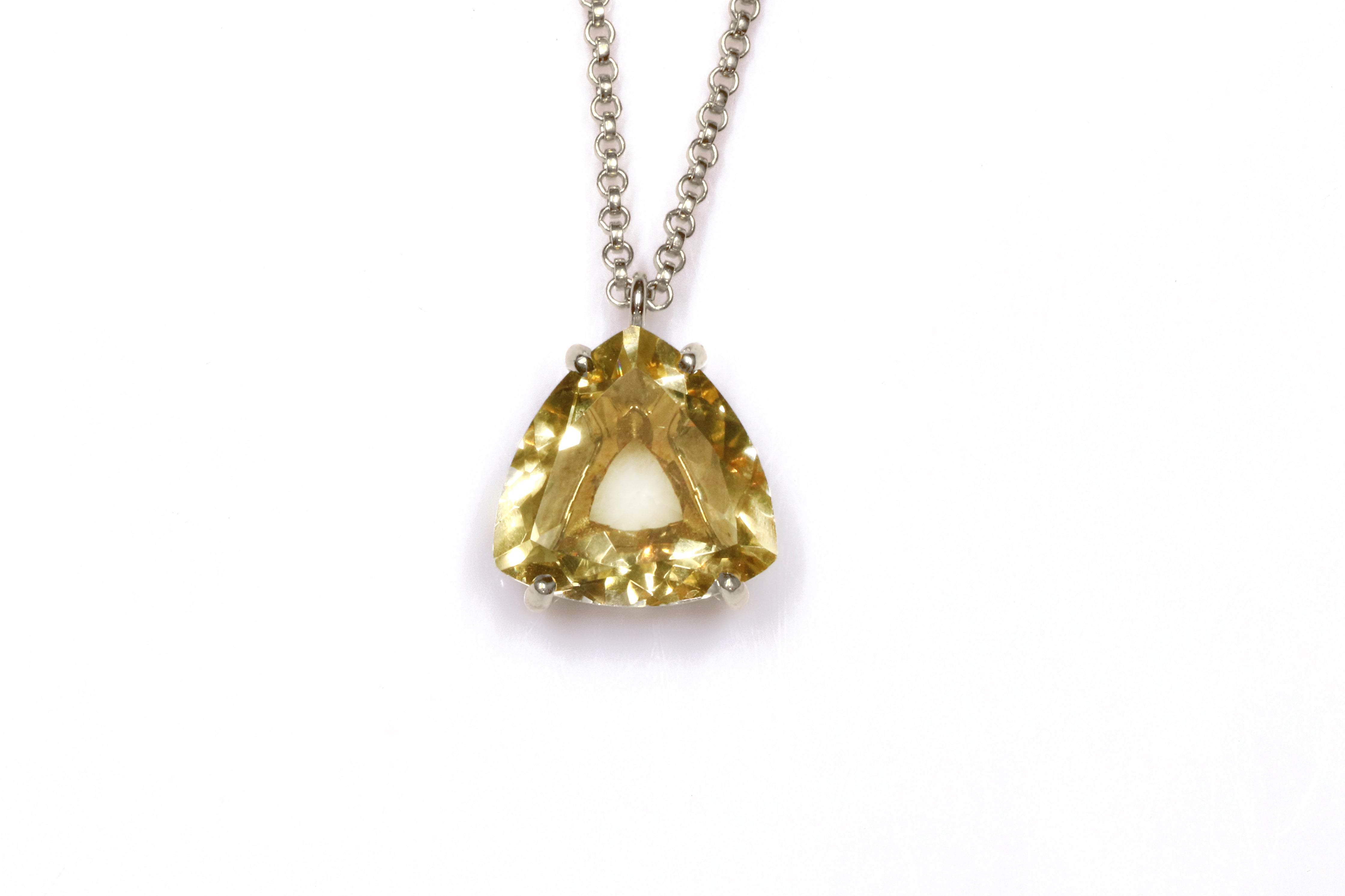Yellow Quartz Trillion Gem Pendant Necklace necklaces Anemone Jewelry