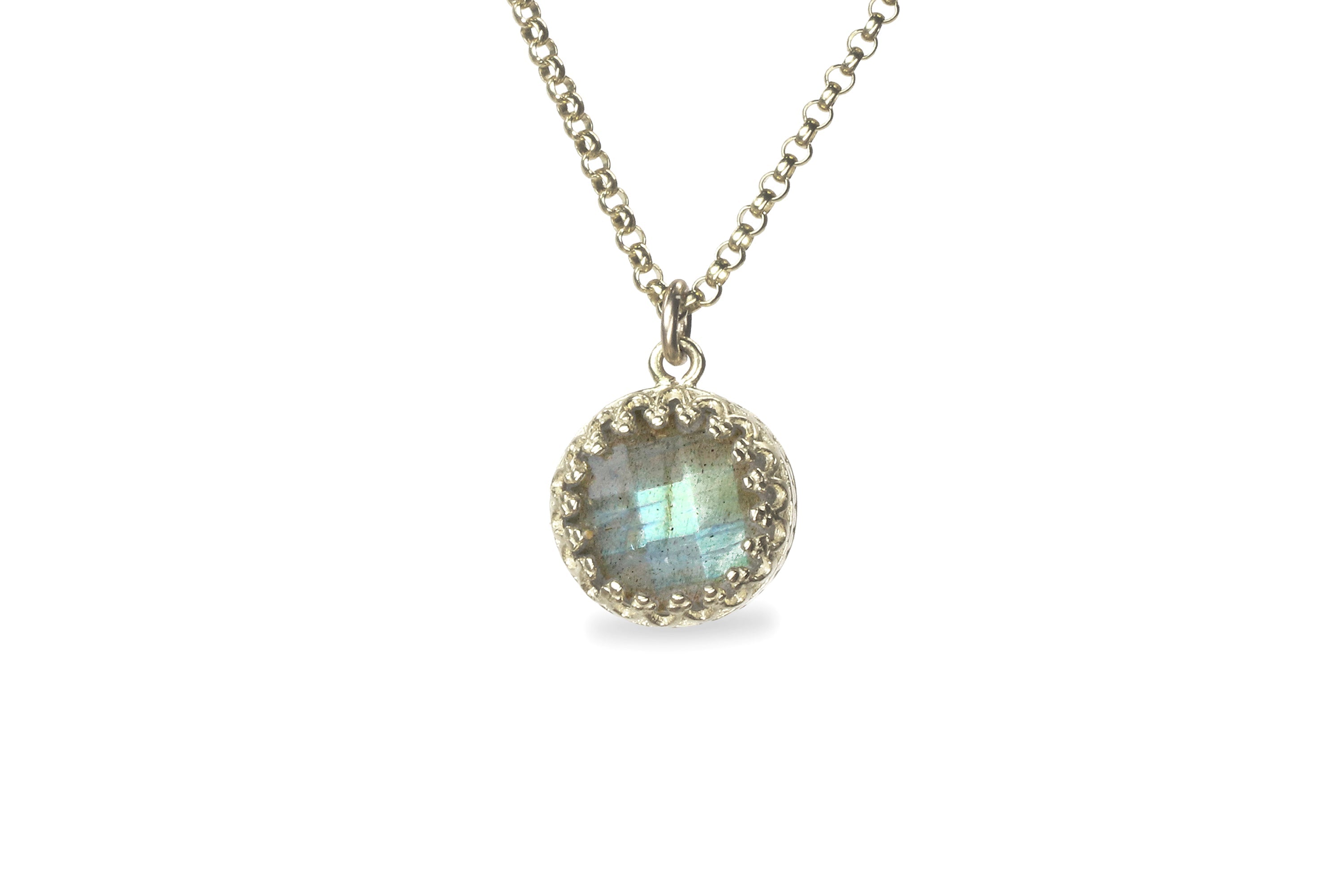 Simple Labradorite Pendant Necklace in Silver necklaces Anemone Jewelry