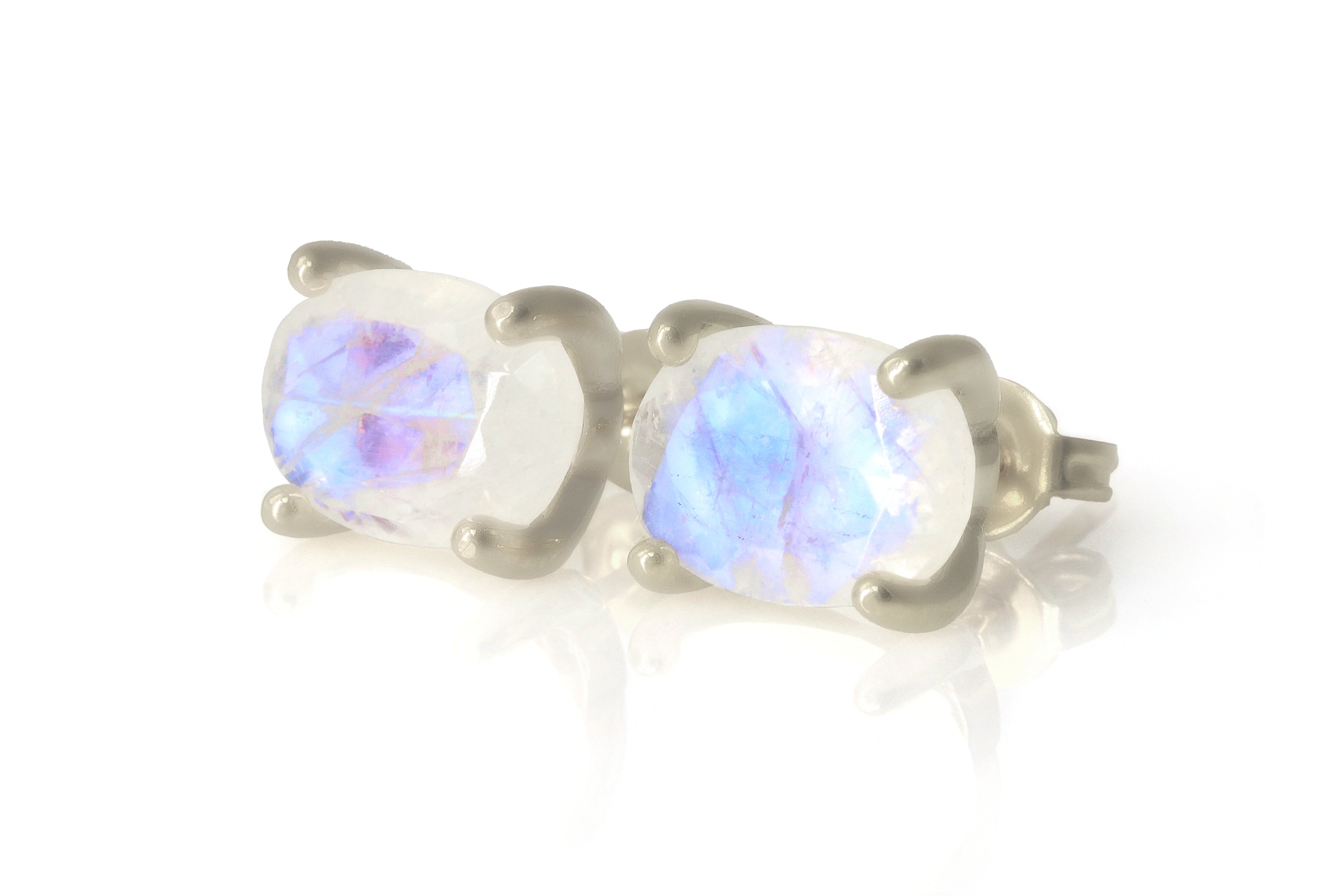 Intriguing Oval Moonstone Gold Earrings Earrings Anemone Unique