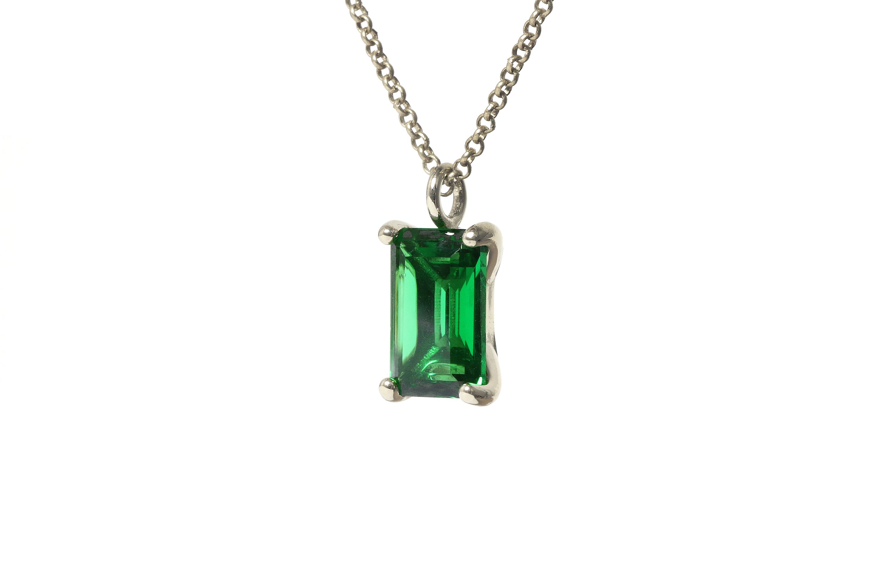 Rectangle Emerald Necklace in Gold necklaces Anemone Unique