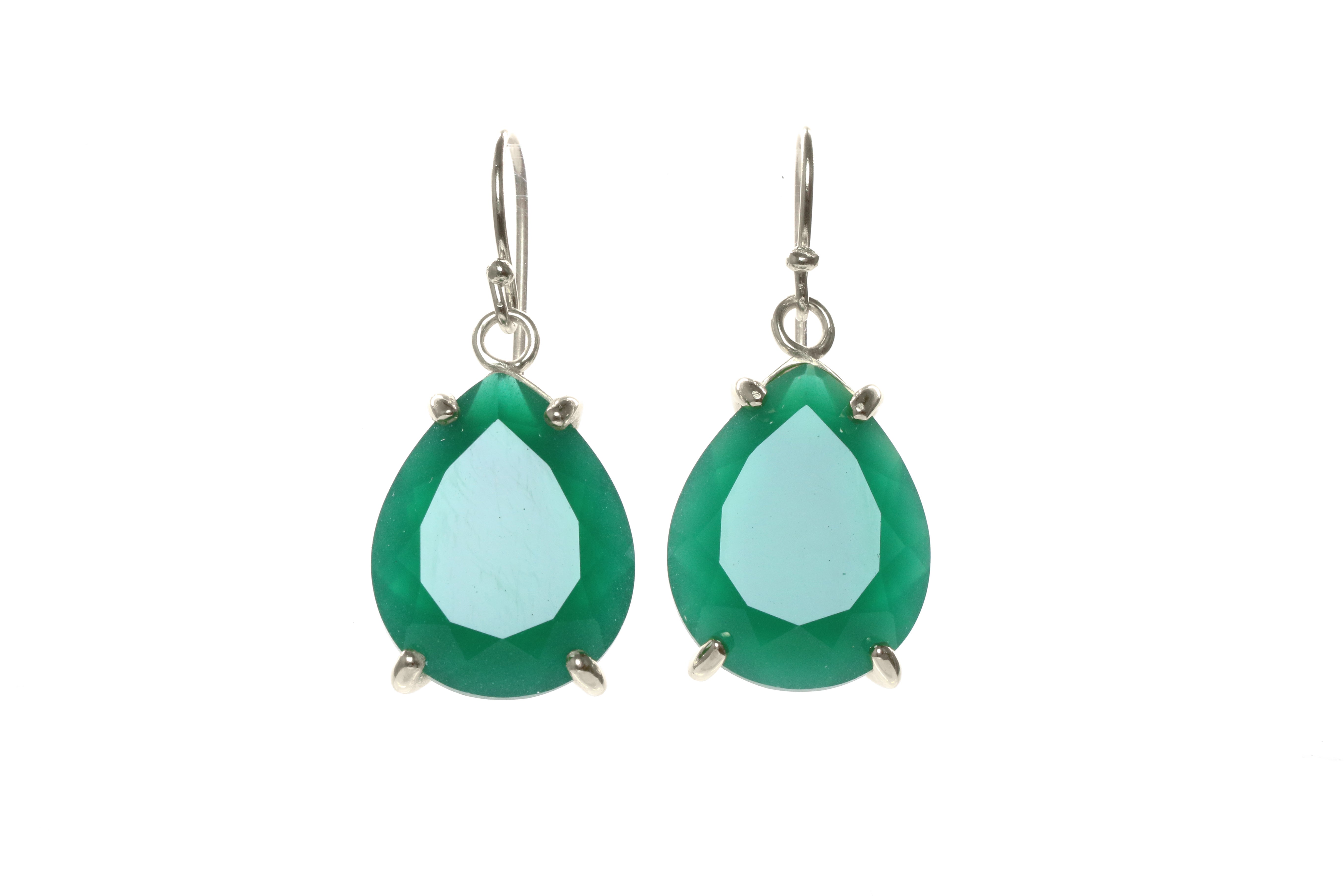 Green Onyx Drop Earrings in Gold Earrings Anemone Jewelry