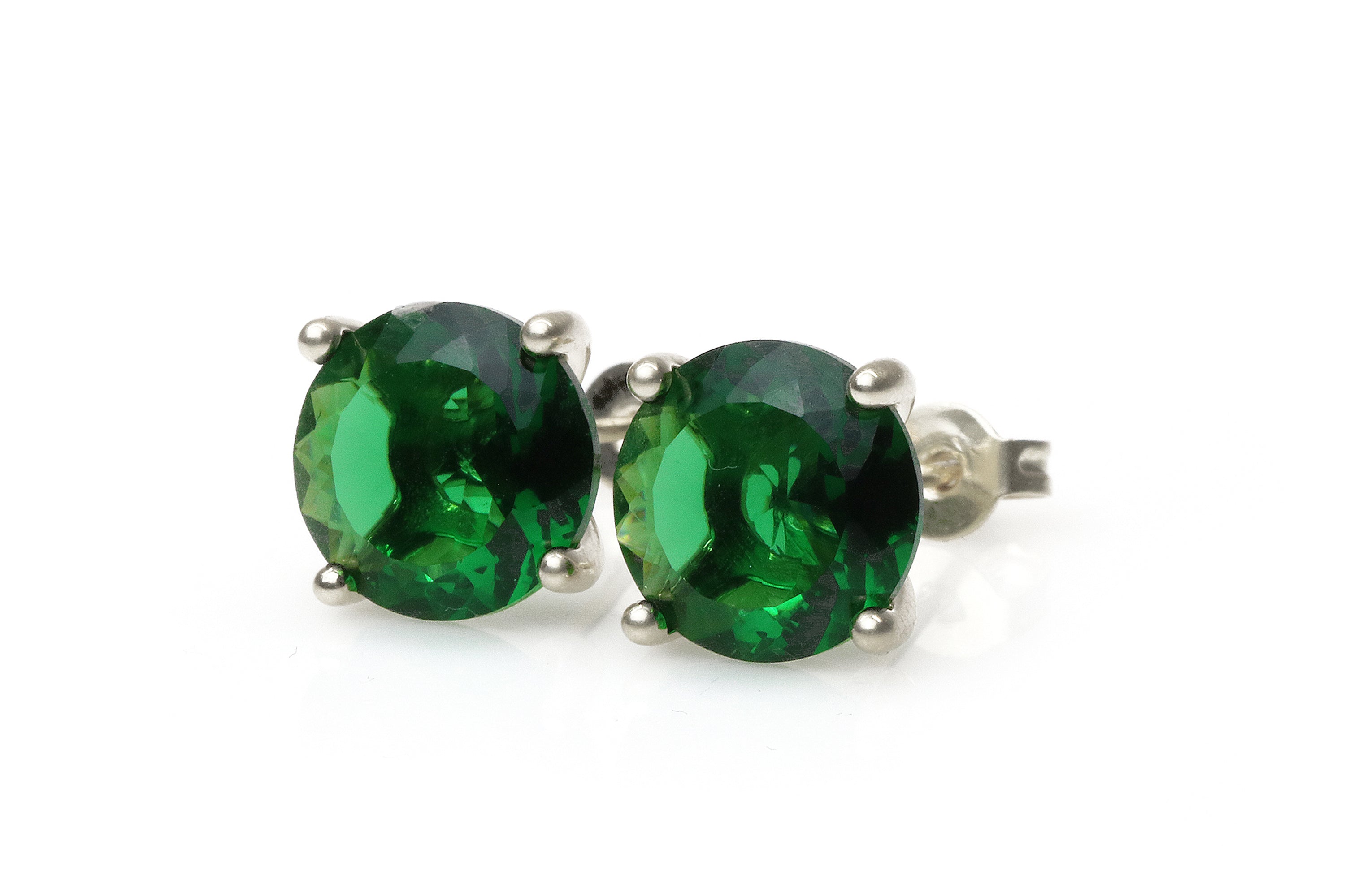 Stunning Round Emerald Gold Stud Earrings Earrings Anemone Unique