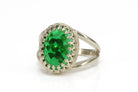 Vintage Inspired Large Oval Emerald Gold Ring Rings Anemone Jewelry