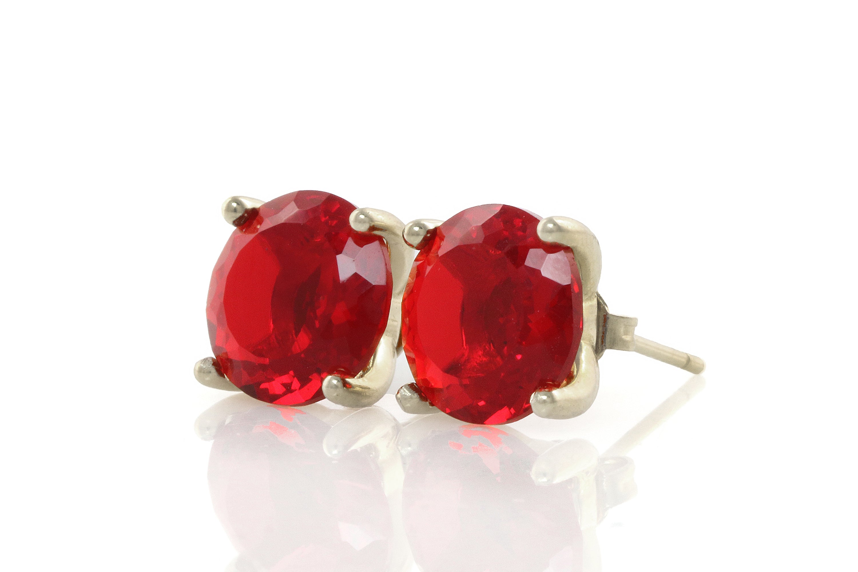 Round Ruby Stud Earrings in Gold Earrings Anemone Unique