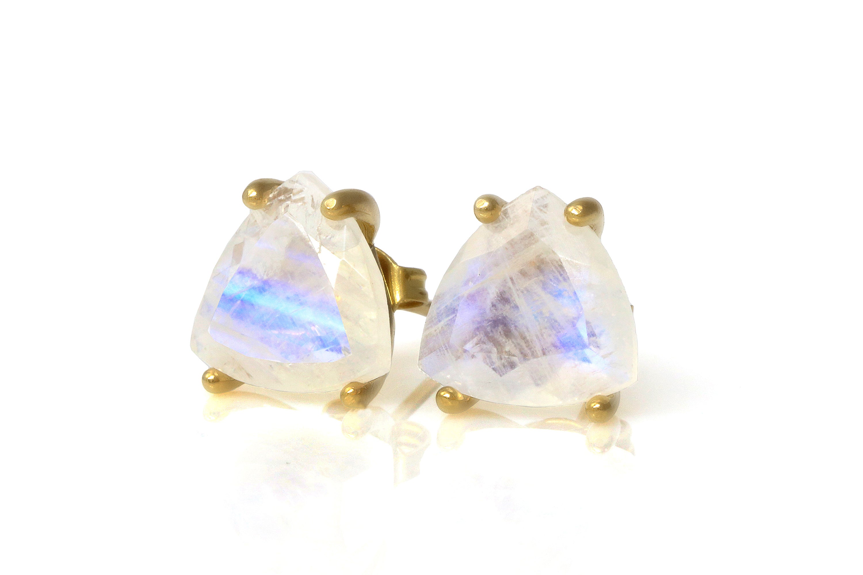 Natural Moonstone Earrings in 14k Gold Stud Earrings Anemone Unique