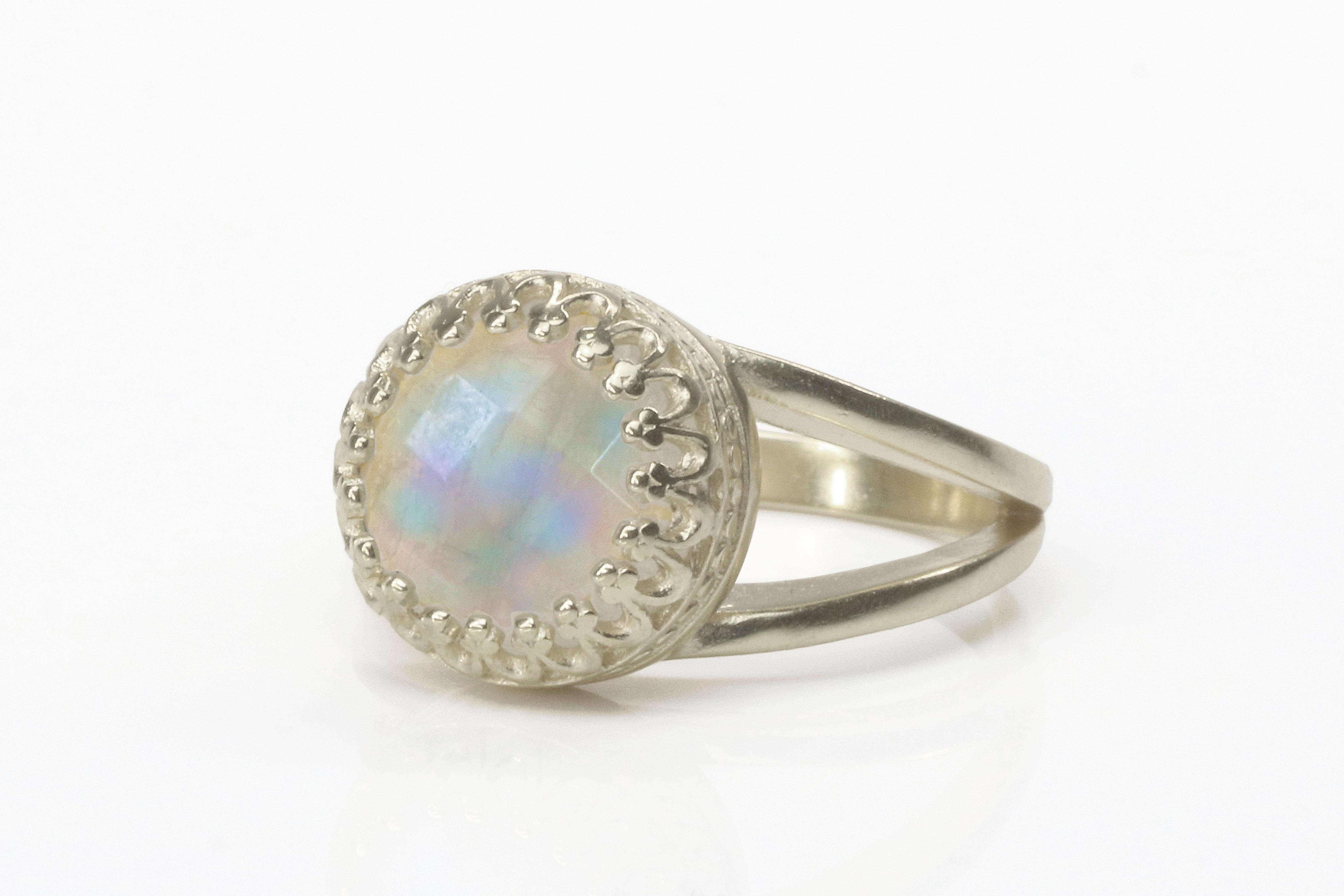 Exquisite Rainbow Moonstone Ring in Sterling Silver Rings Anemone Jewelry