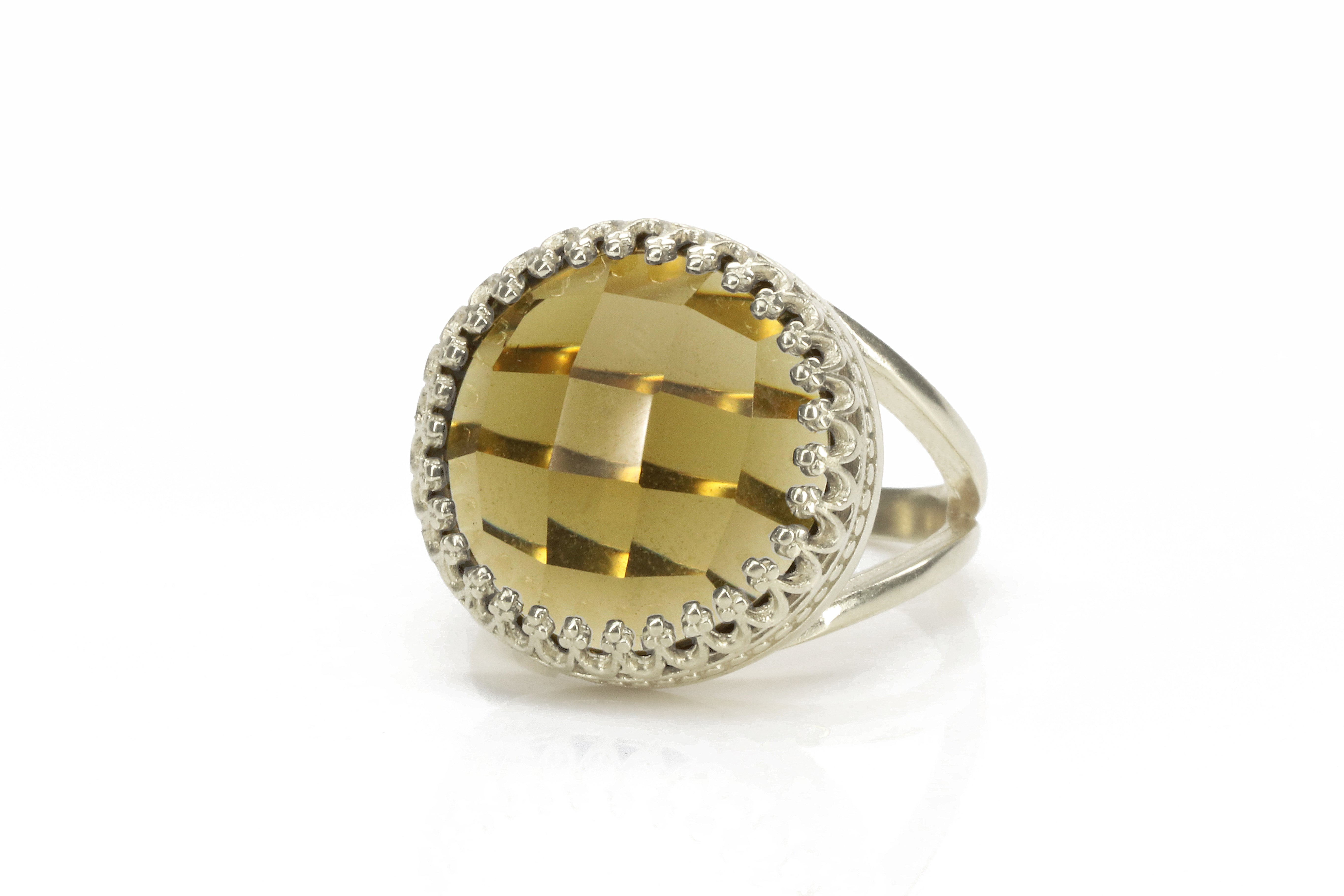 Bold Statement Round Smoky Quartz Ring in 925 Sterling Silver Rings Anemone Jewelry