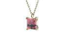Square Rhodonite Pendant Necklace in Gold necklaces Anemone Unique