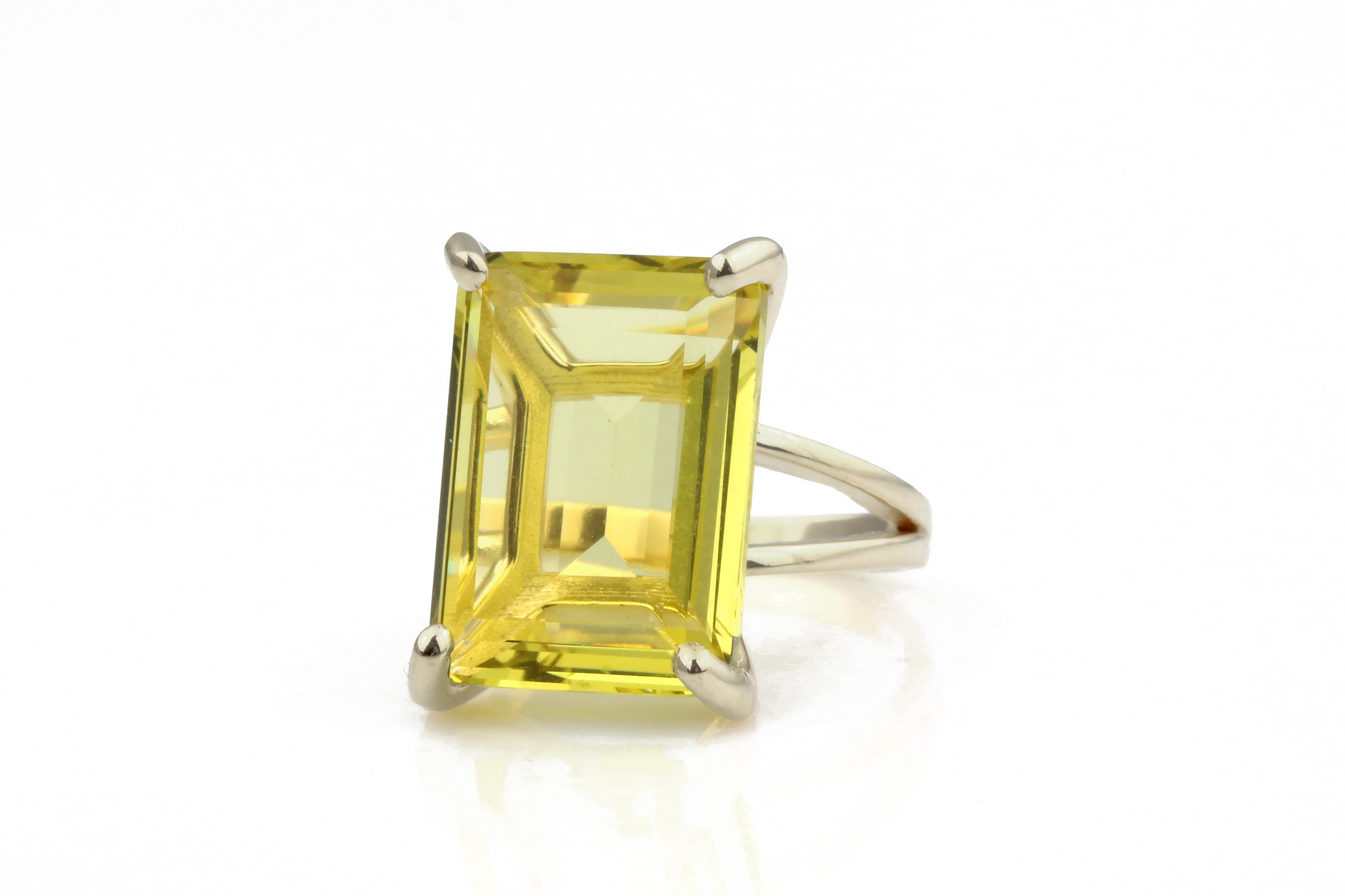 Rectangular Lemon Quartz in 14k Gold-filled Setting Rings Anemone Jewelry